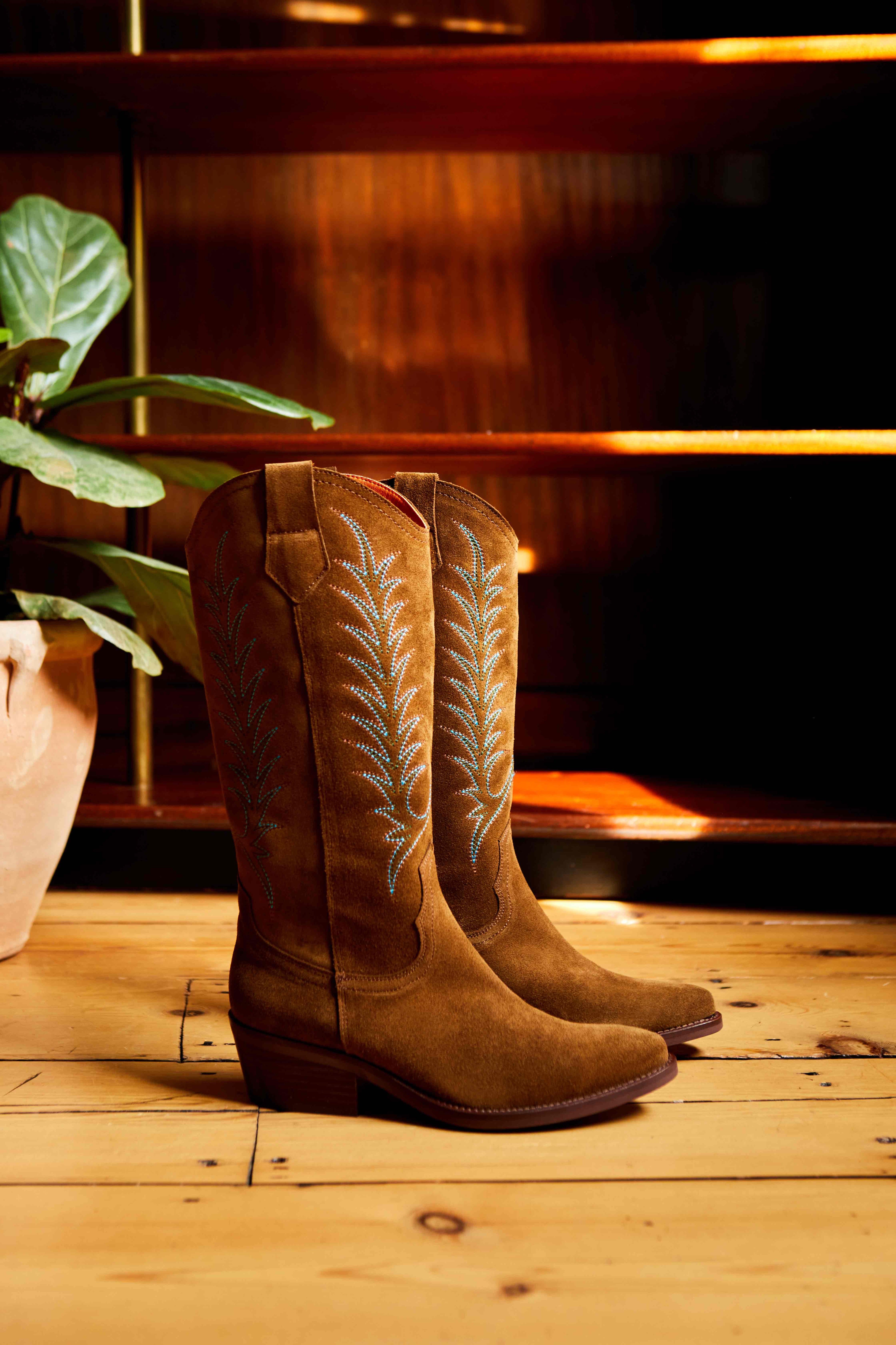 Goldie Embroidered Peat Cowboy Boot