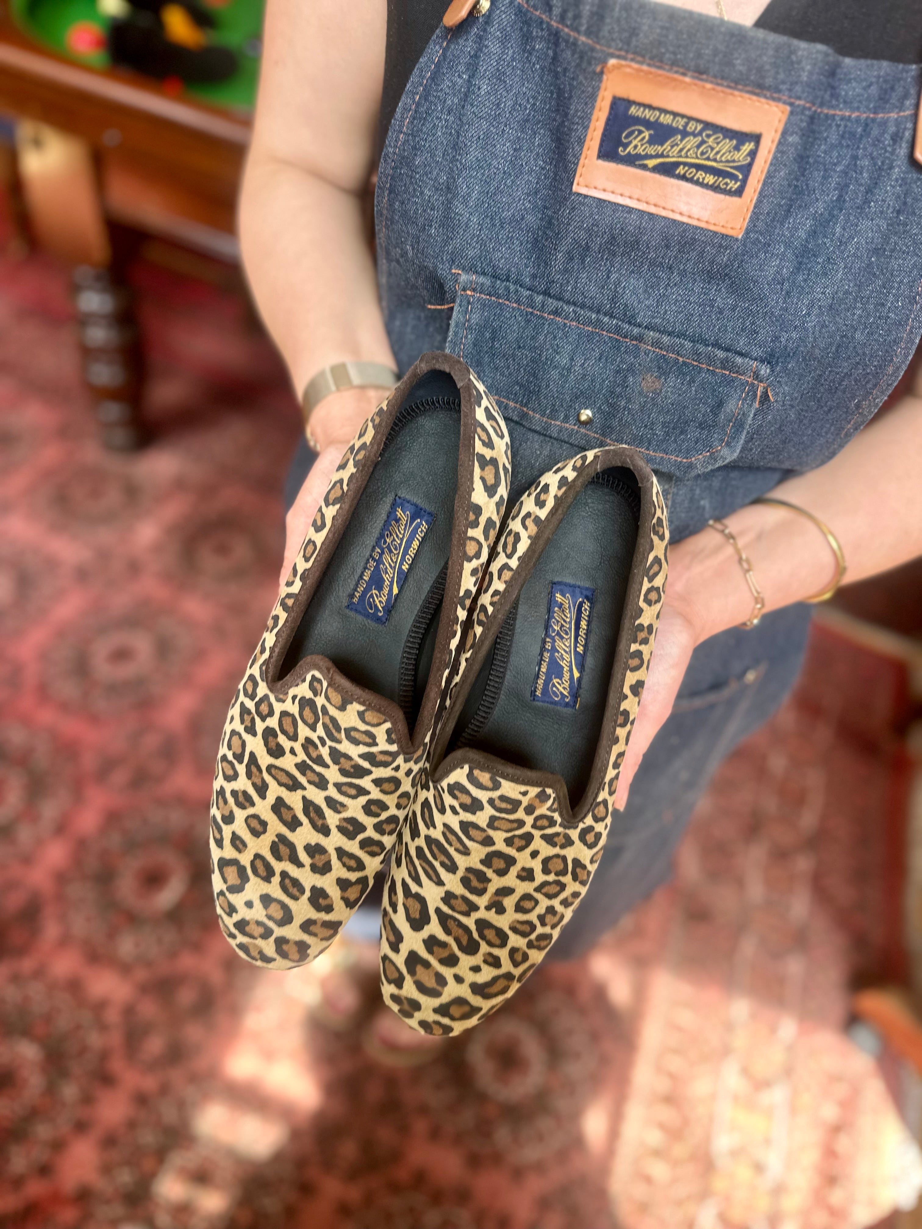 Leopard Print Suede Albert Slippers