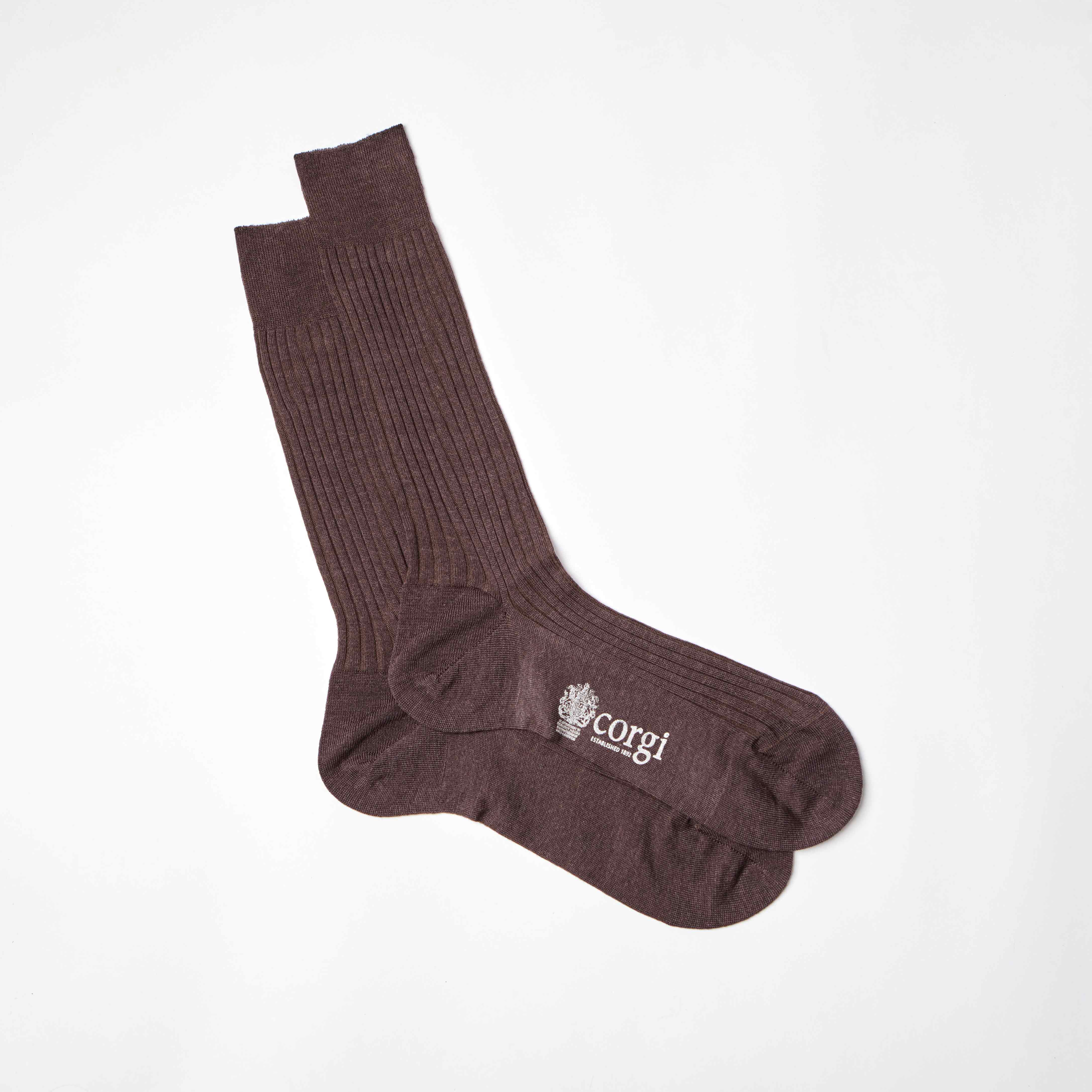 Corgi for Bowhill & Elliott - Men’s Lampeter Wool Socks in Chocolate