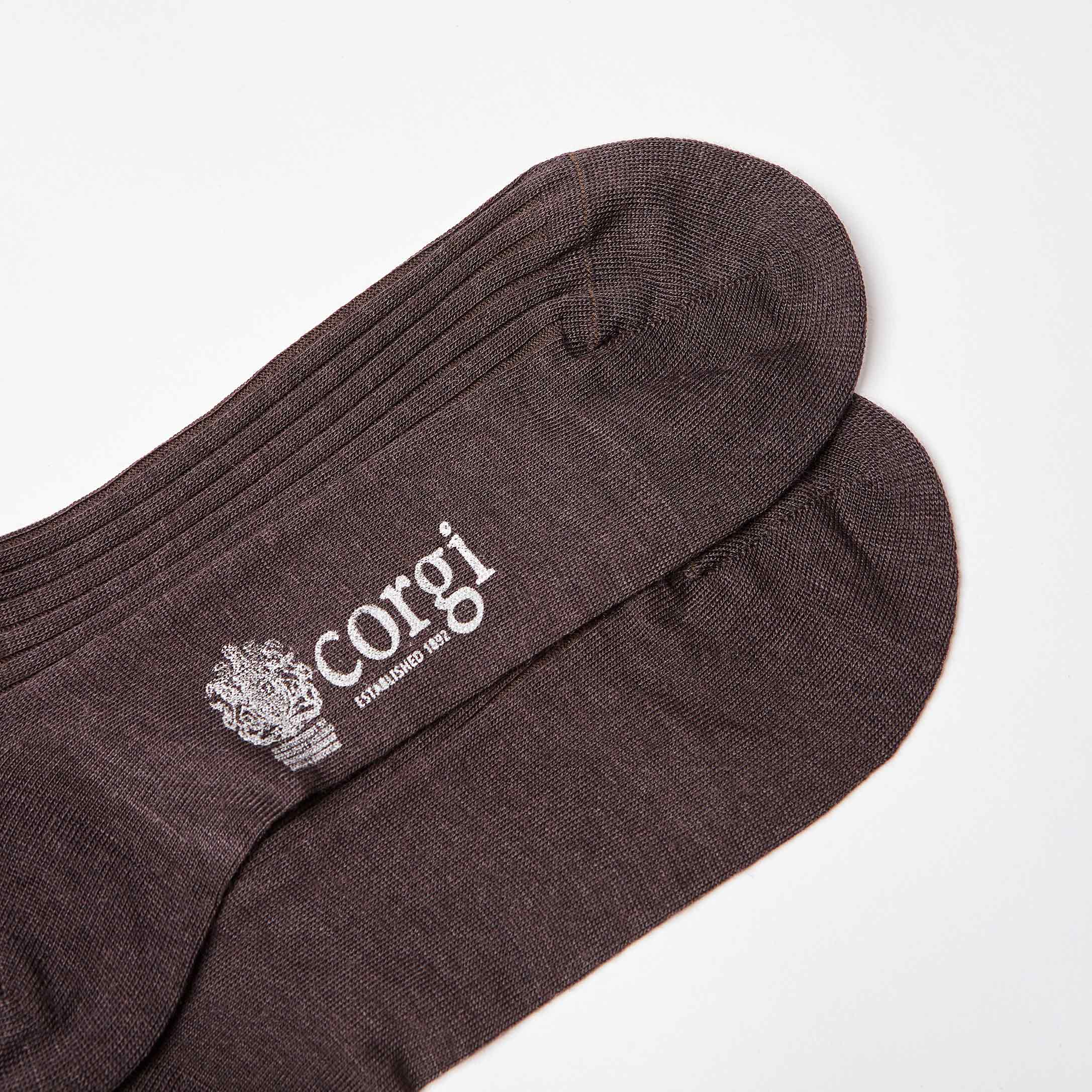 Corgi for Bowhill & Elliott - Men’s Lampeter Wool Socks in Chocolate