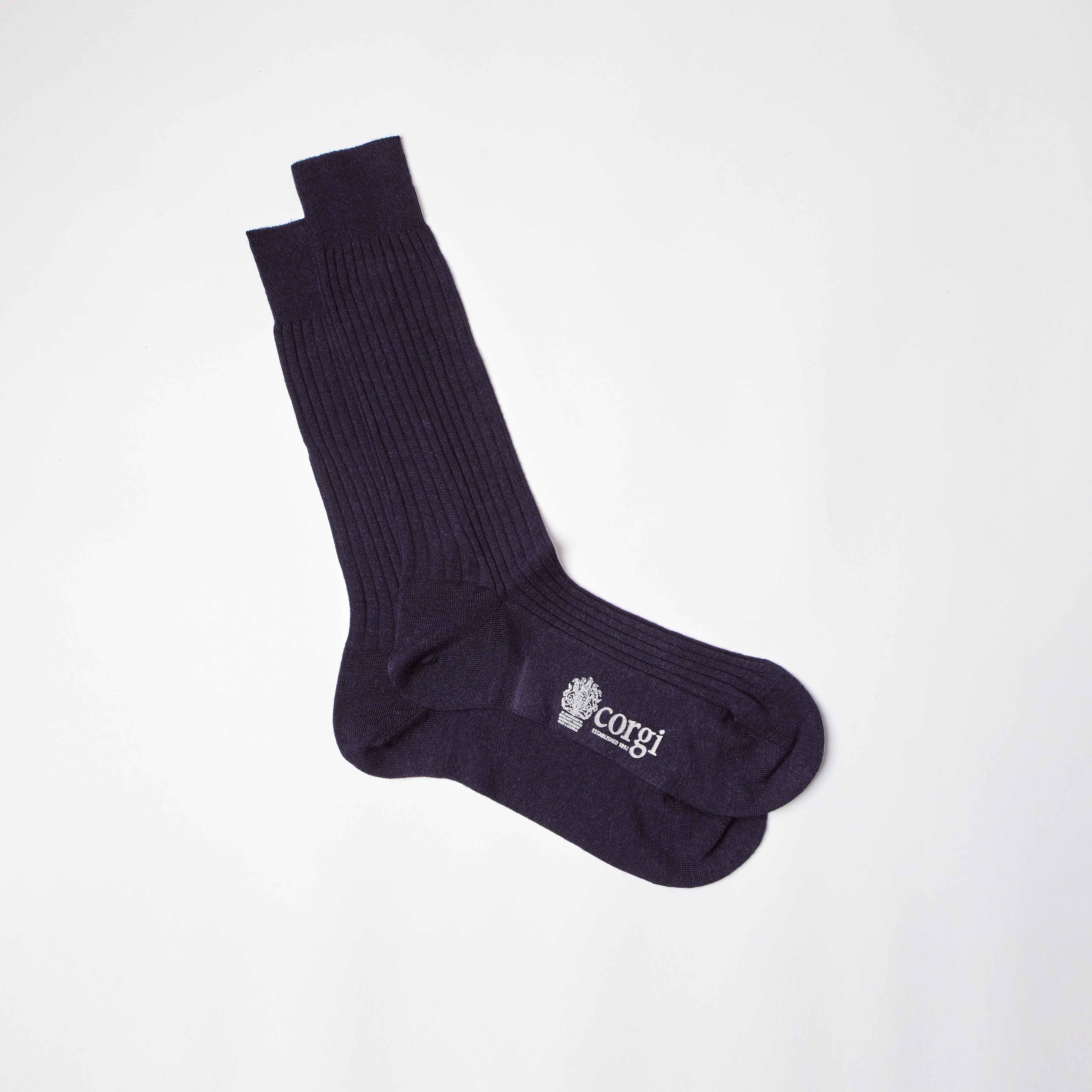 Corgi for Bowhill & Elliott - Men’s Lampeter Wool Socks in Navy