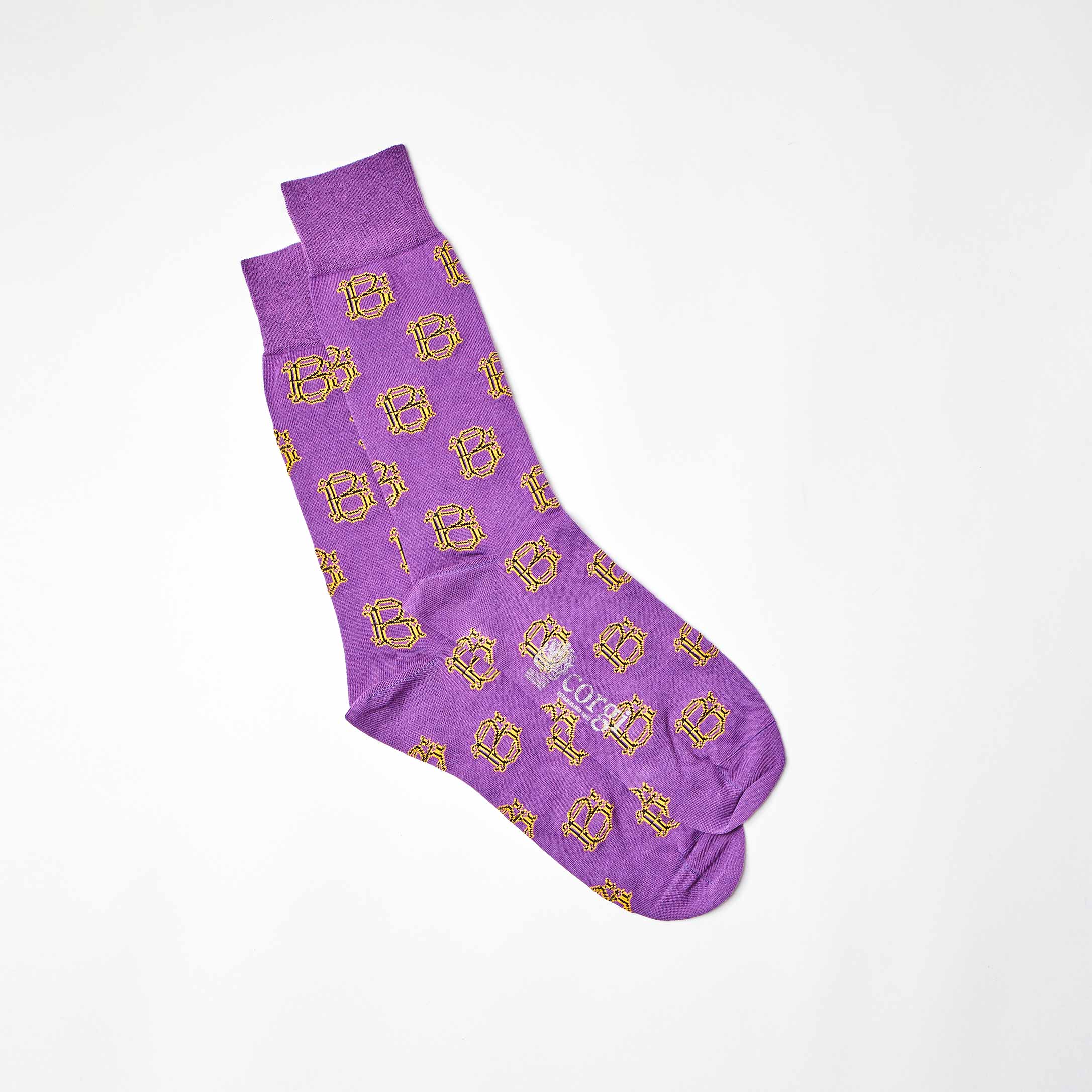 Corgi for Bowhill & Elliott - Men's Mono motif Purple socks