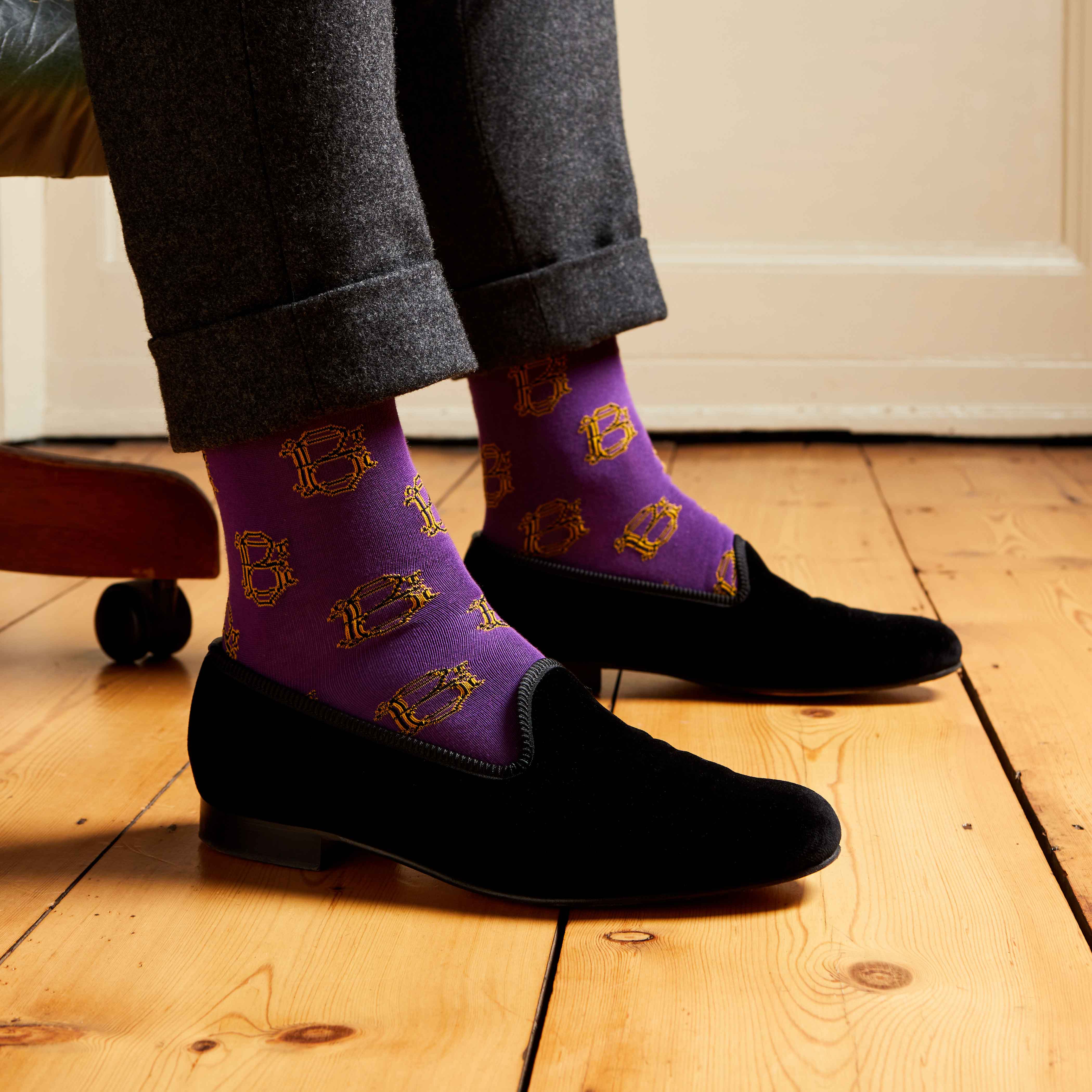 Corgi for Bowhill & Elliott - Men's Mono motif Purple socks