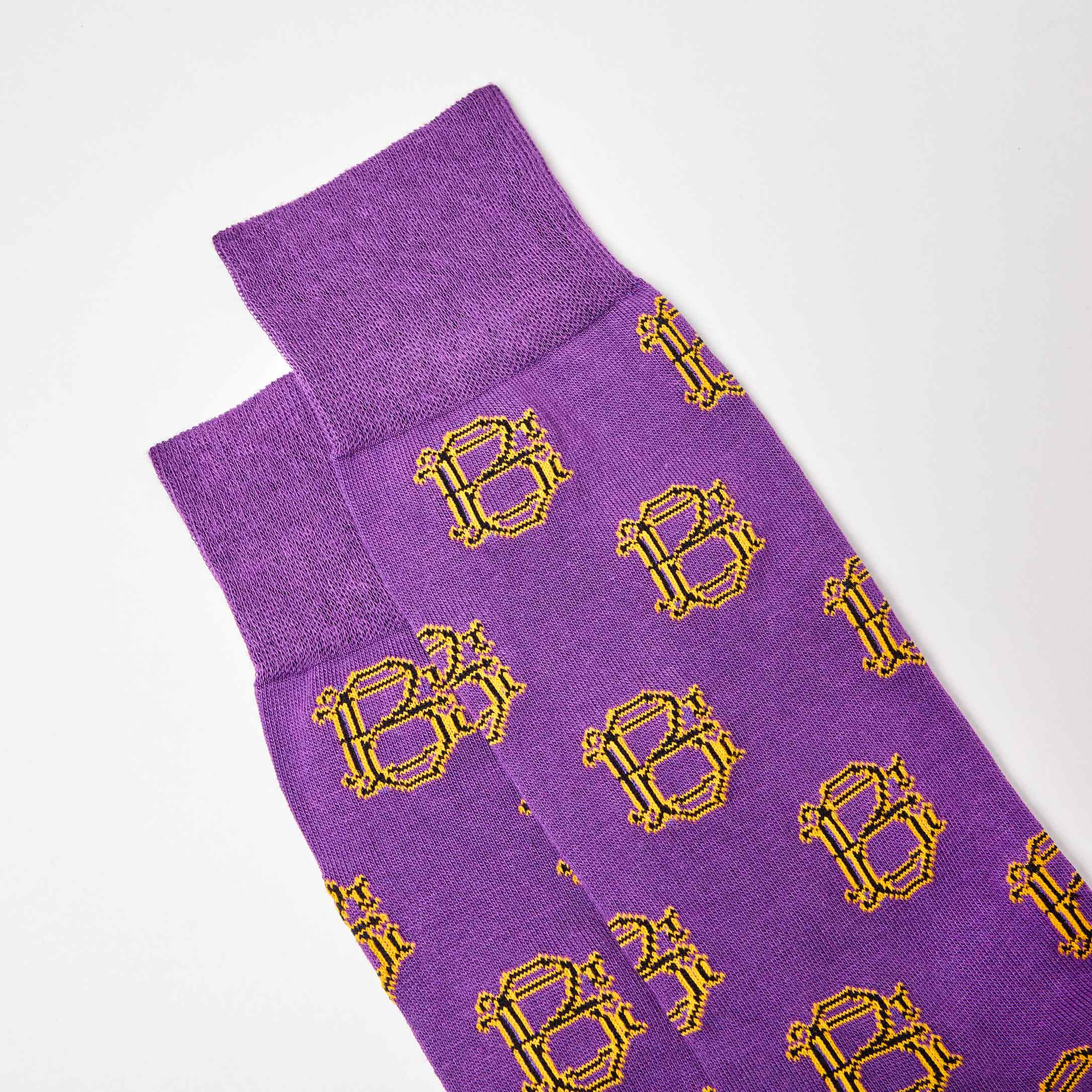 Corgi for Bowhill & Elliott - Men's Mono motif Purple socks