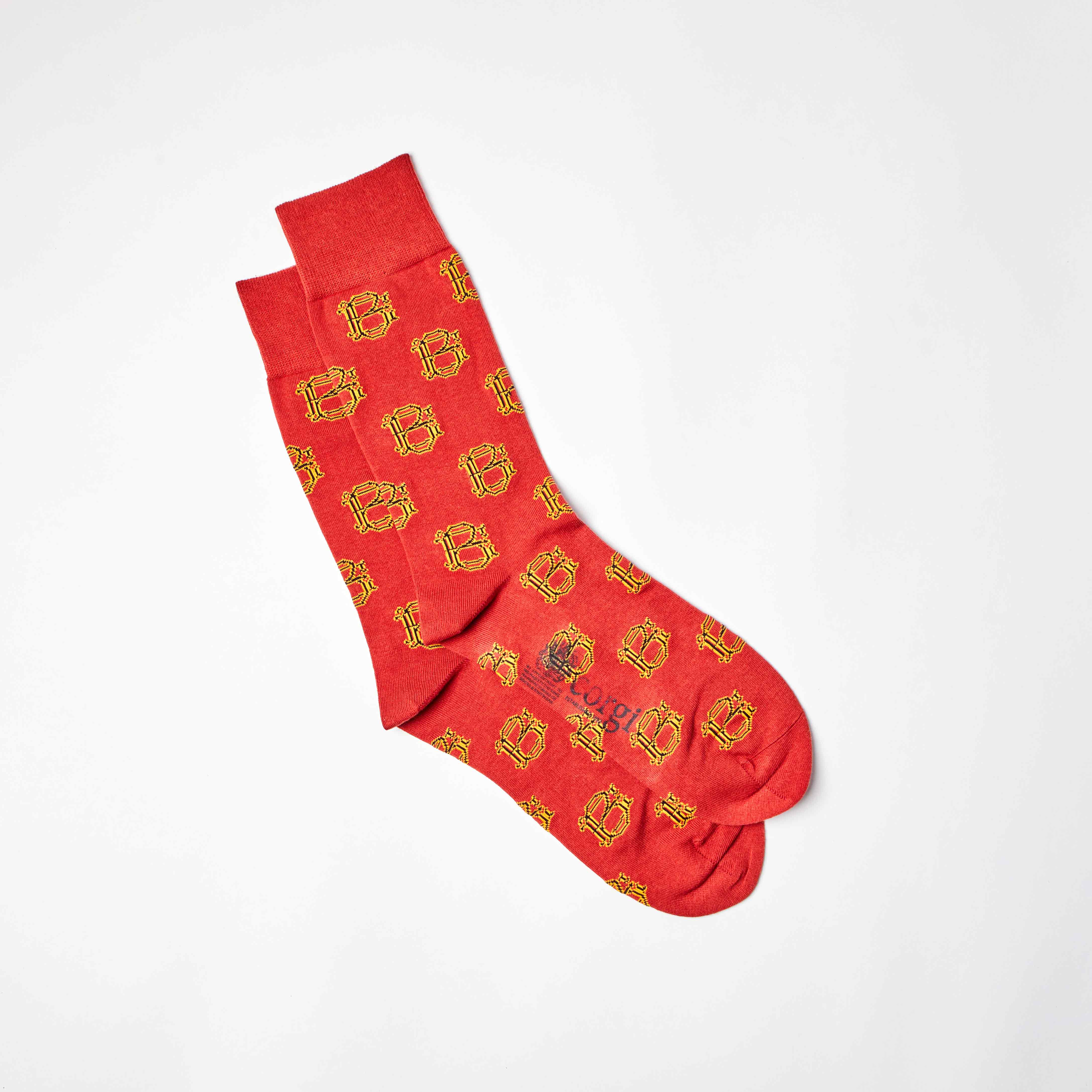 Corgi for Bowhill & Elliott - Men's Mono motif Rust socks