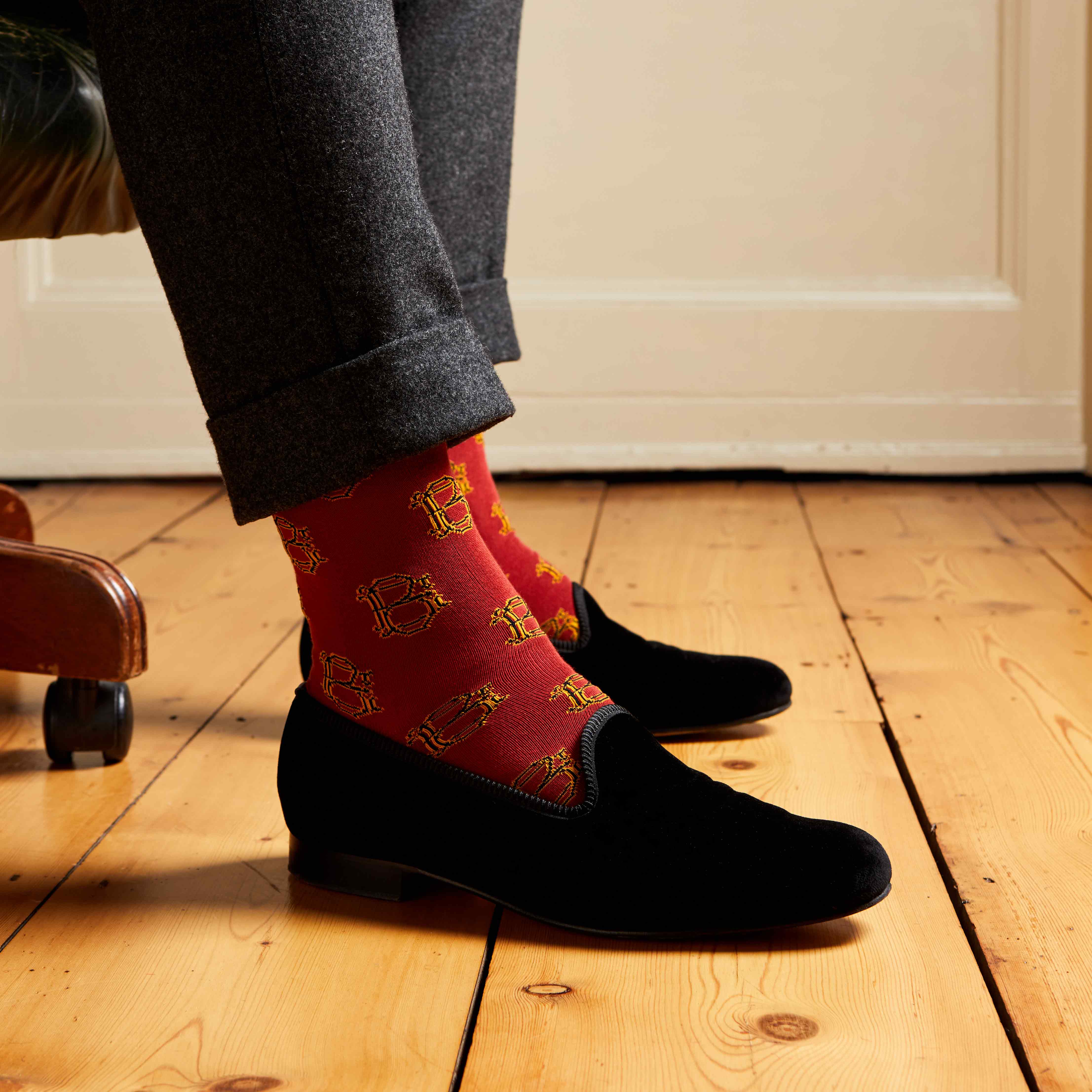 Corgi for Bowhill & Elliott - Men's Mono motif Rust socks