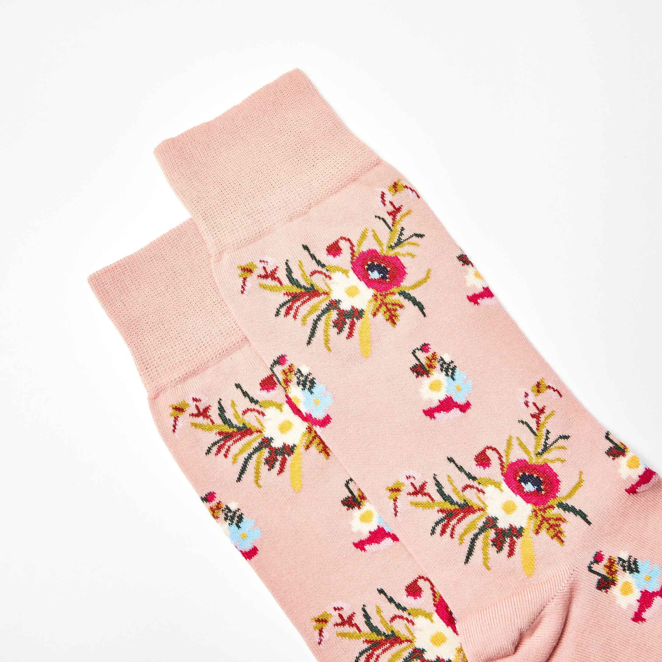 Corgi for Bowhill & Elliott - Men's Poppies motif Pink socks