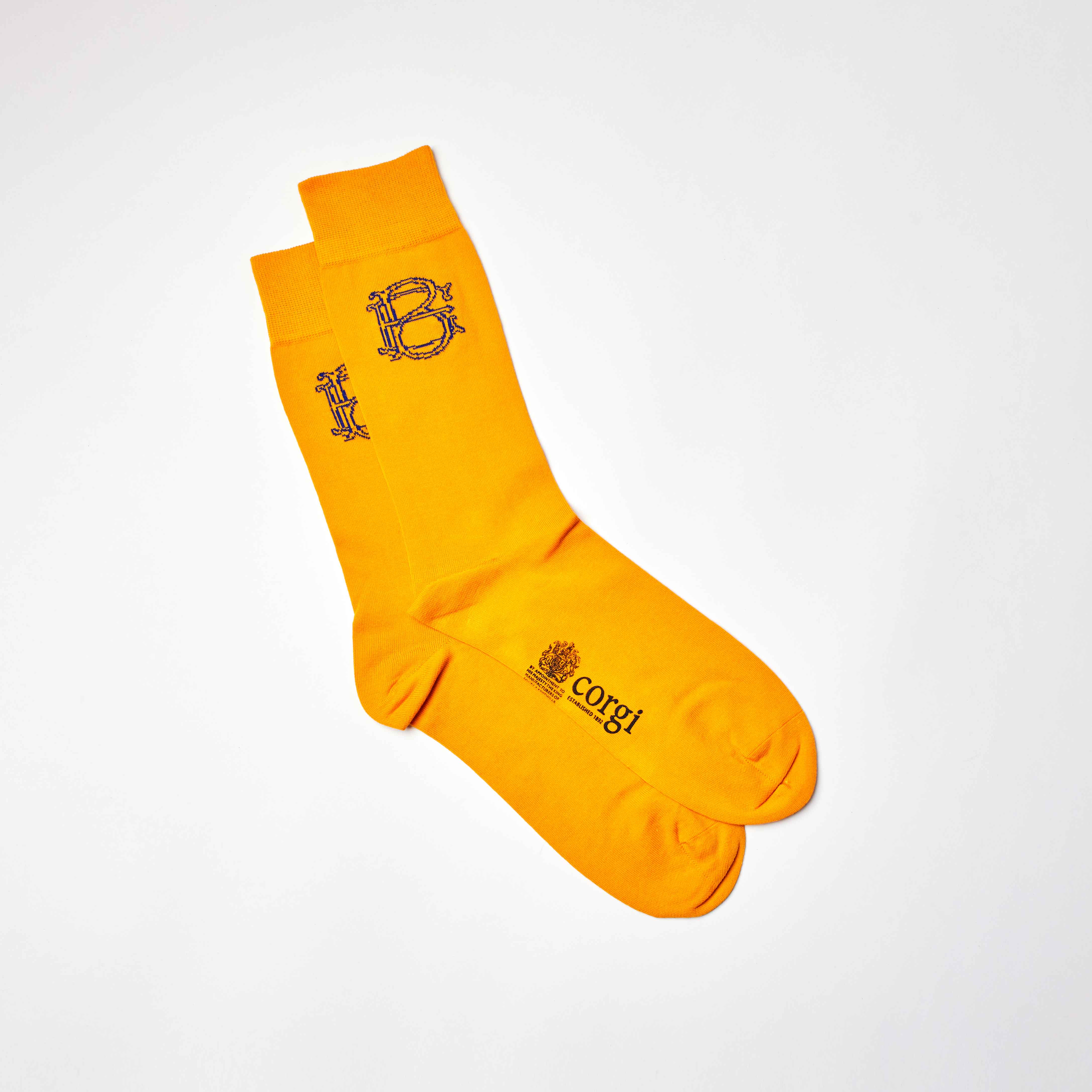 Corgi for Bowhill & Elliott - Men's Large Mono motif Gold socks