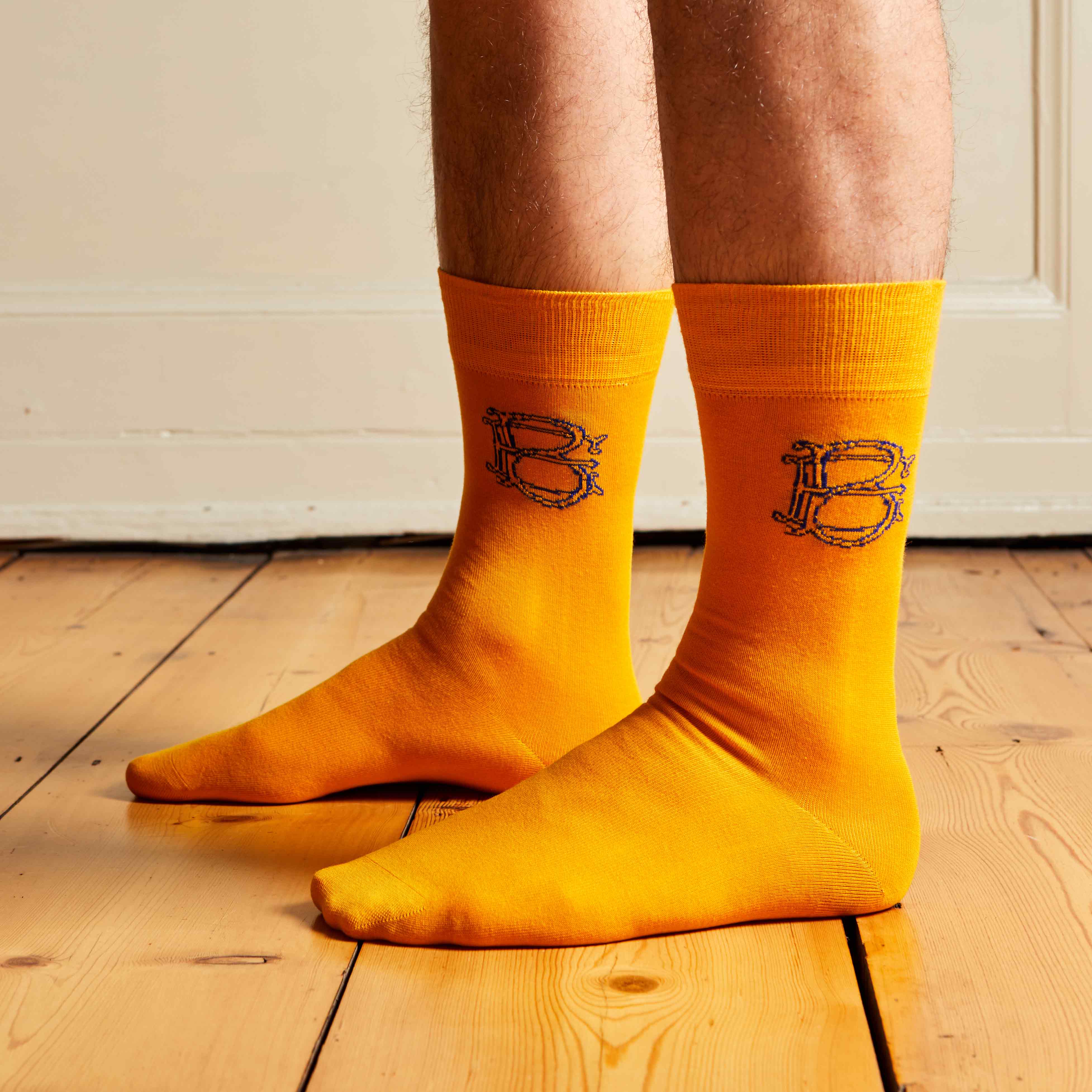 Corgi for Bowhill & Elliott - Men's Large Mono motif Gold socks