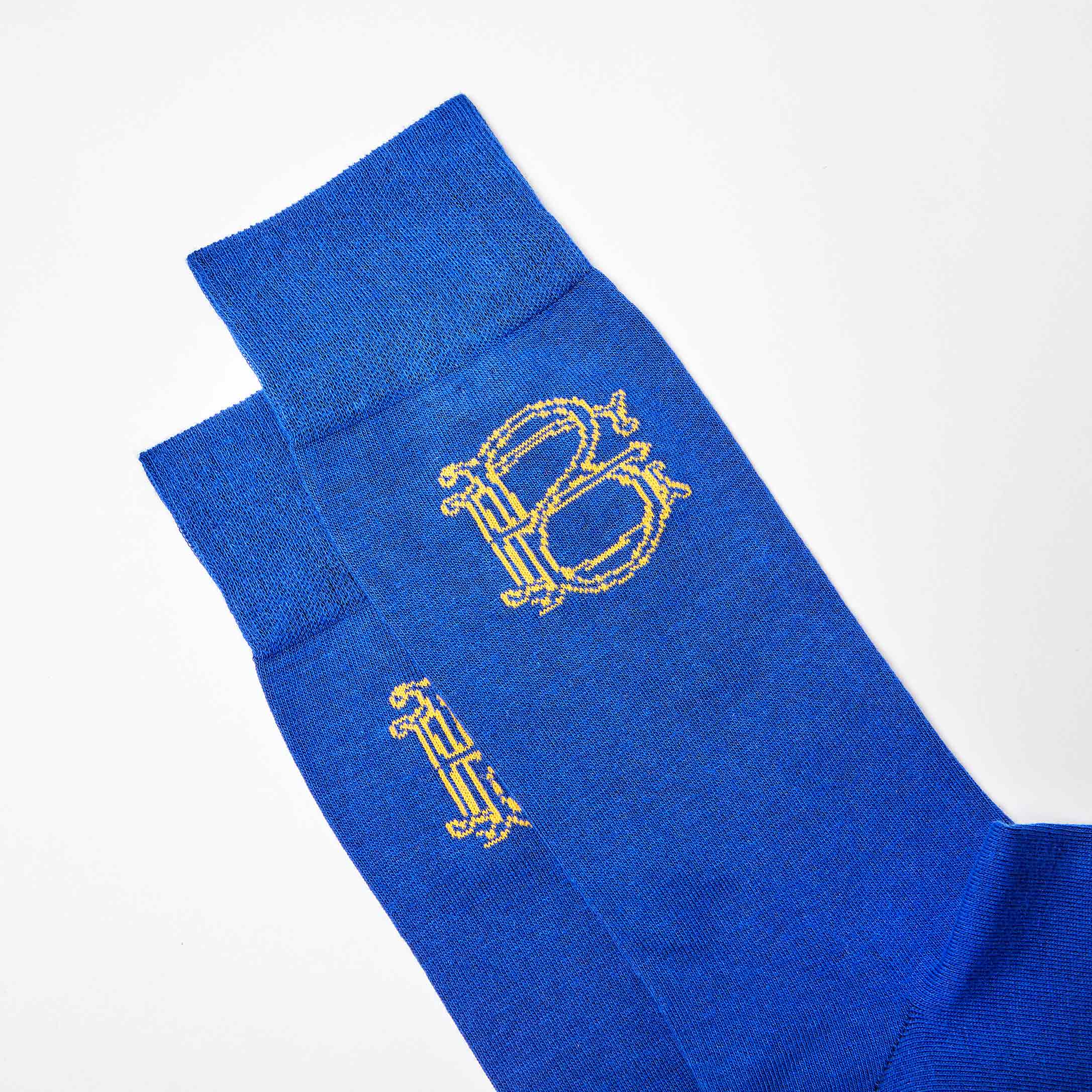 Corgi for Bowhill & Elliott - Men's Large Mono motif Blue socks