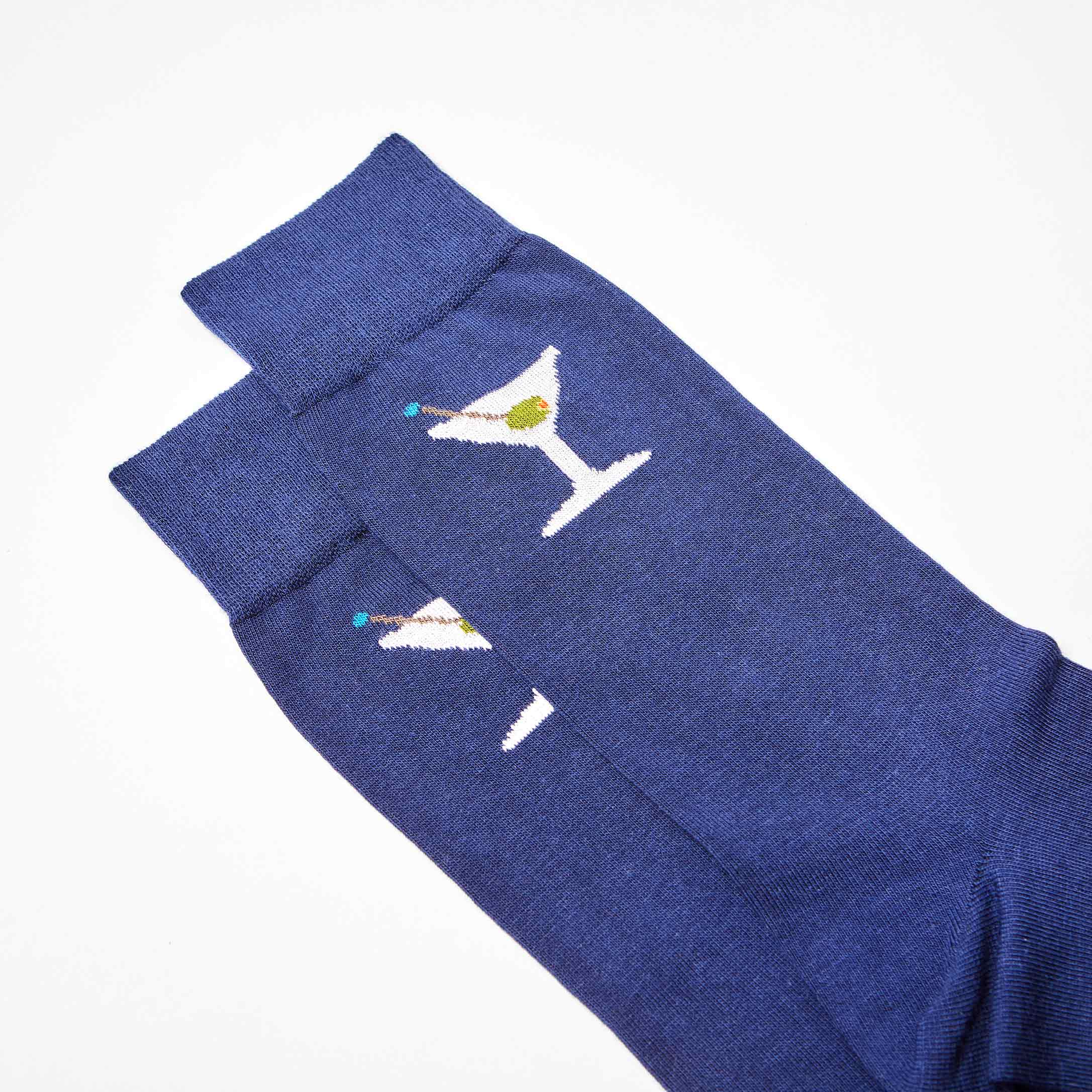 Corgi for Bowhill & Elliott - Men's Large Martini motif Navy socks