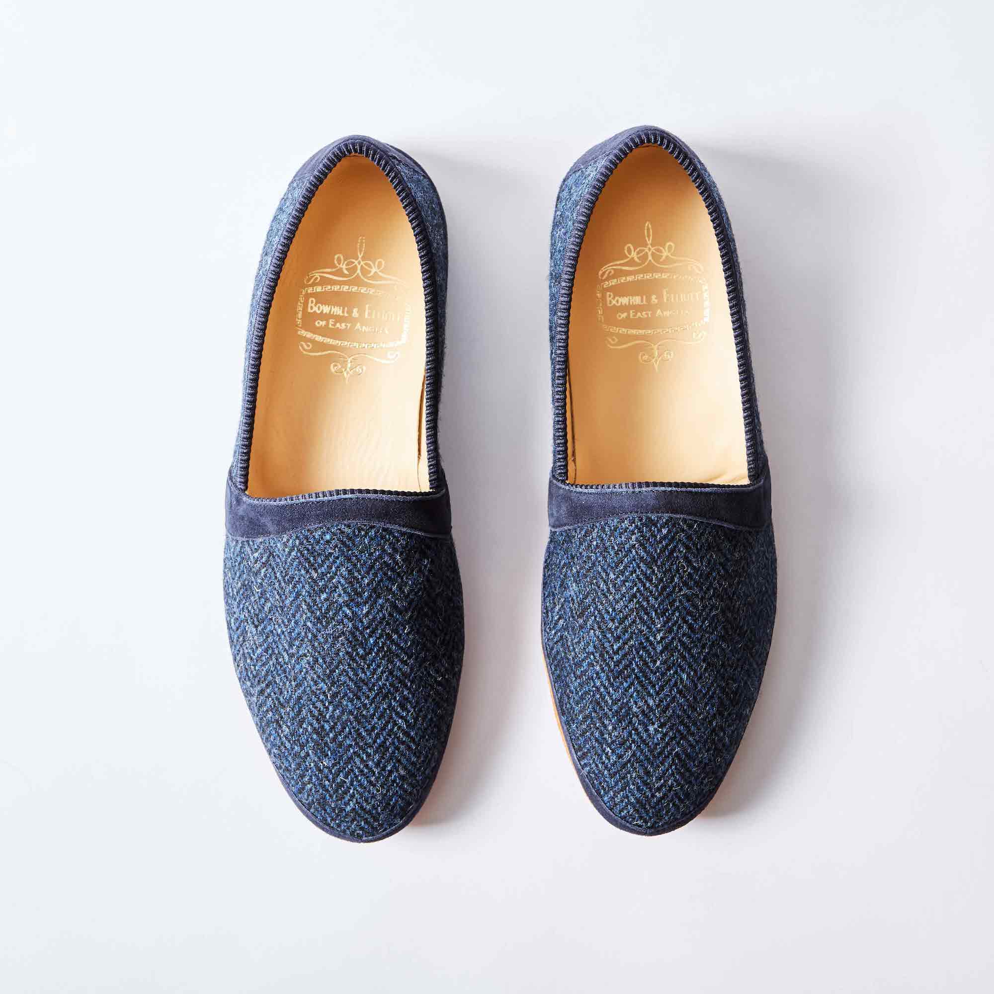 Navy Harris Tweed® Monk Slippers