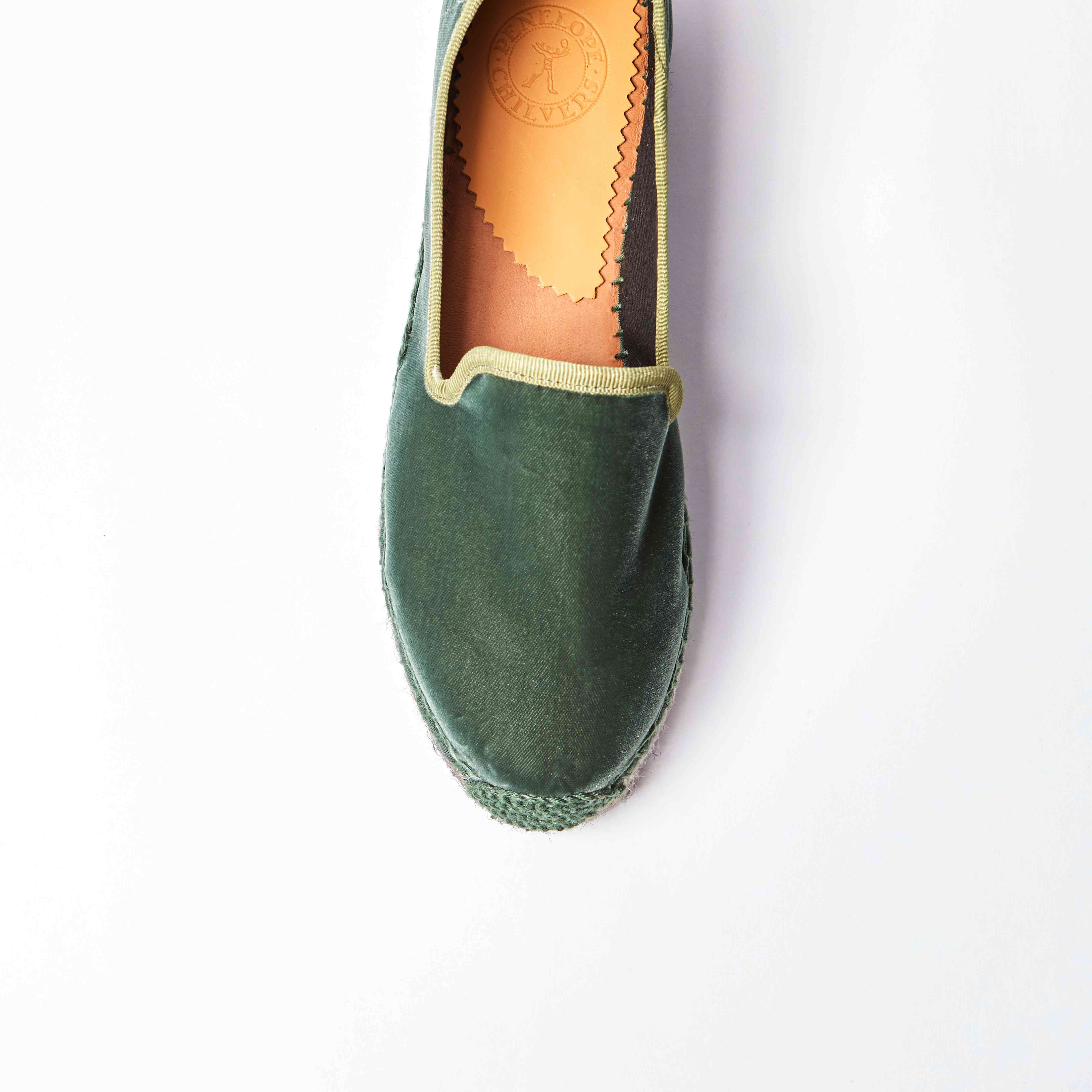 Nonno Velvet Espadrille - Green