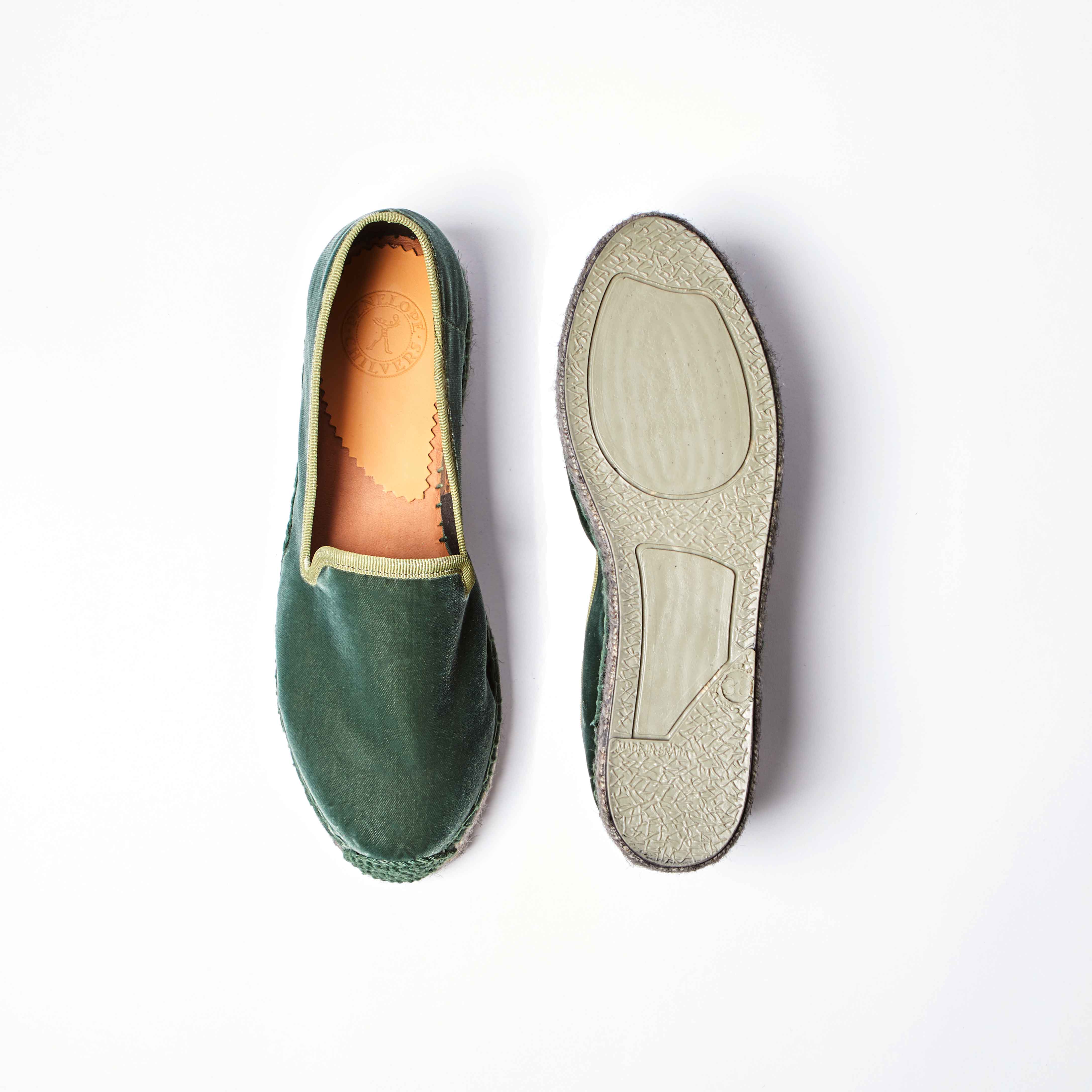 Nonno Velvet Espadrille - Green