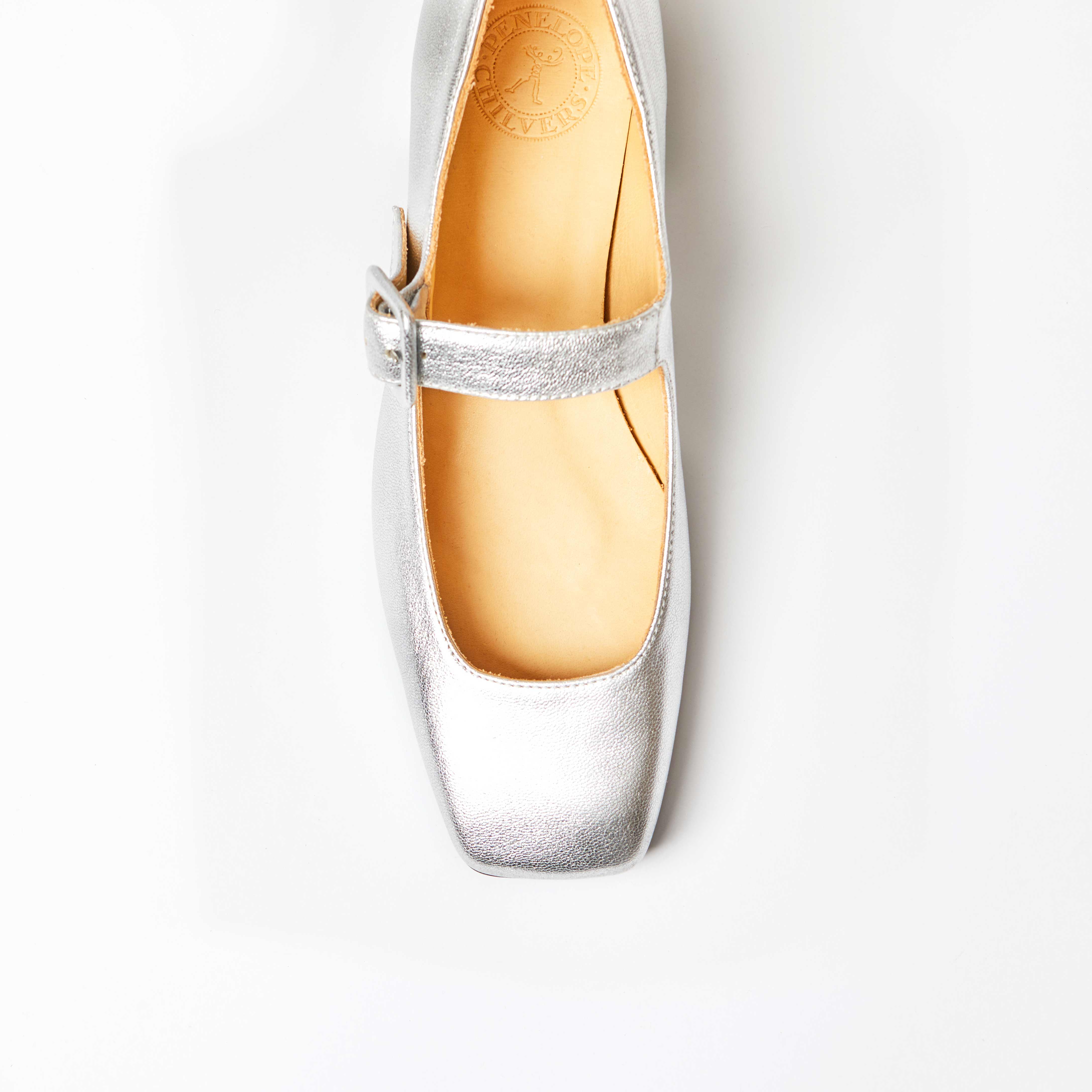 Low Mary Jane Leather Shoe - Silver