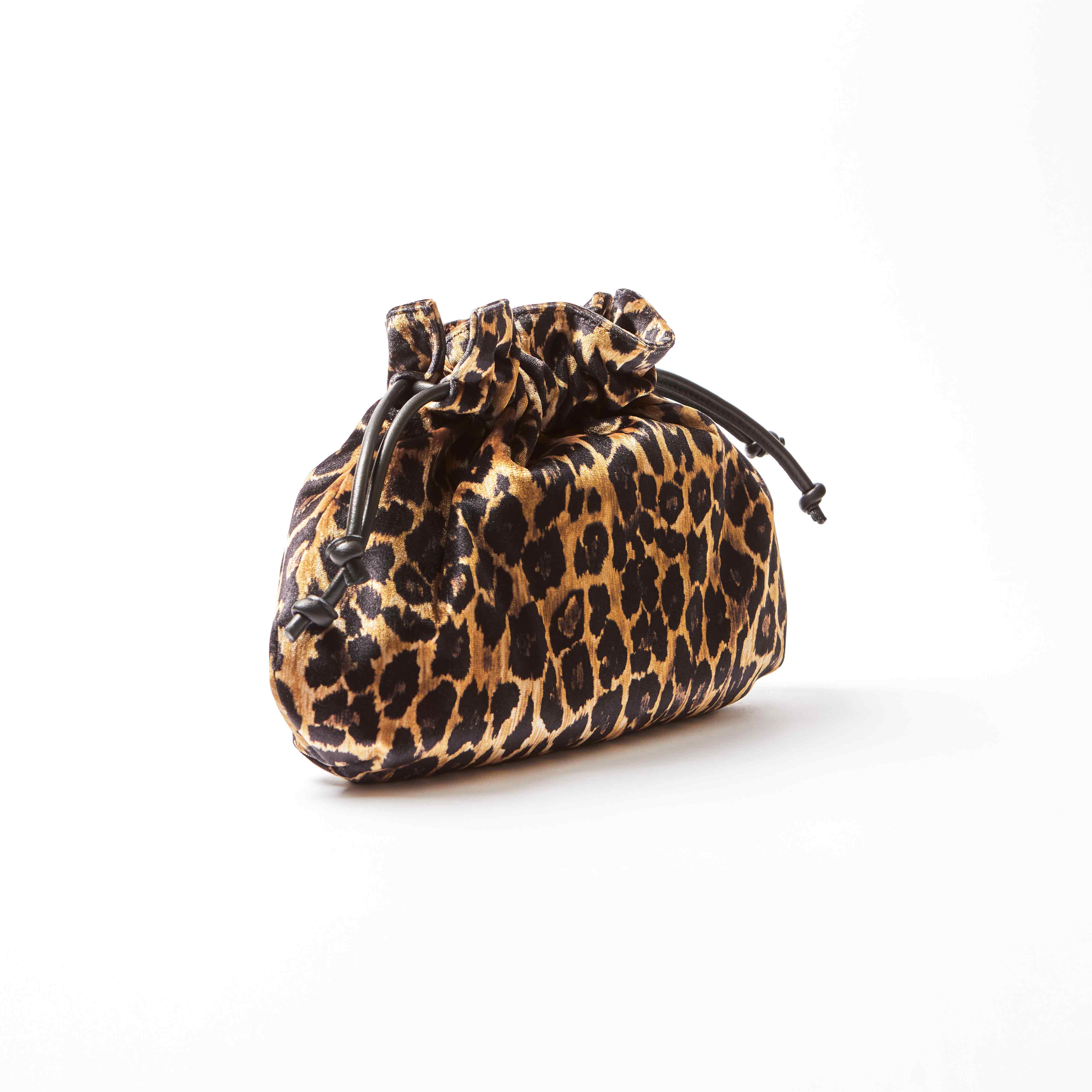 Puffball Leopard Velvet Clutch