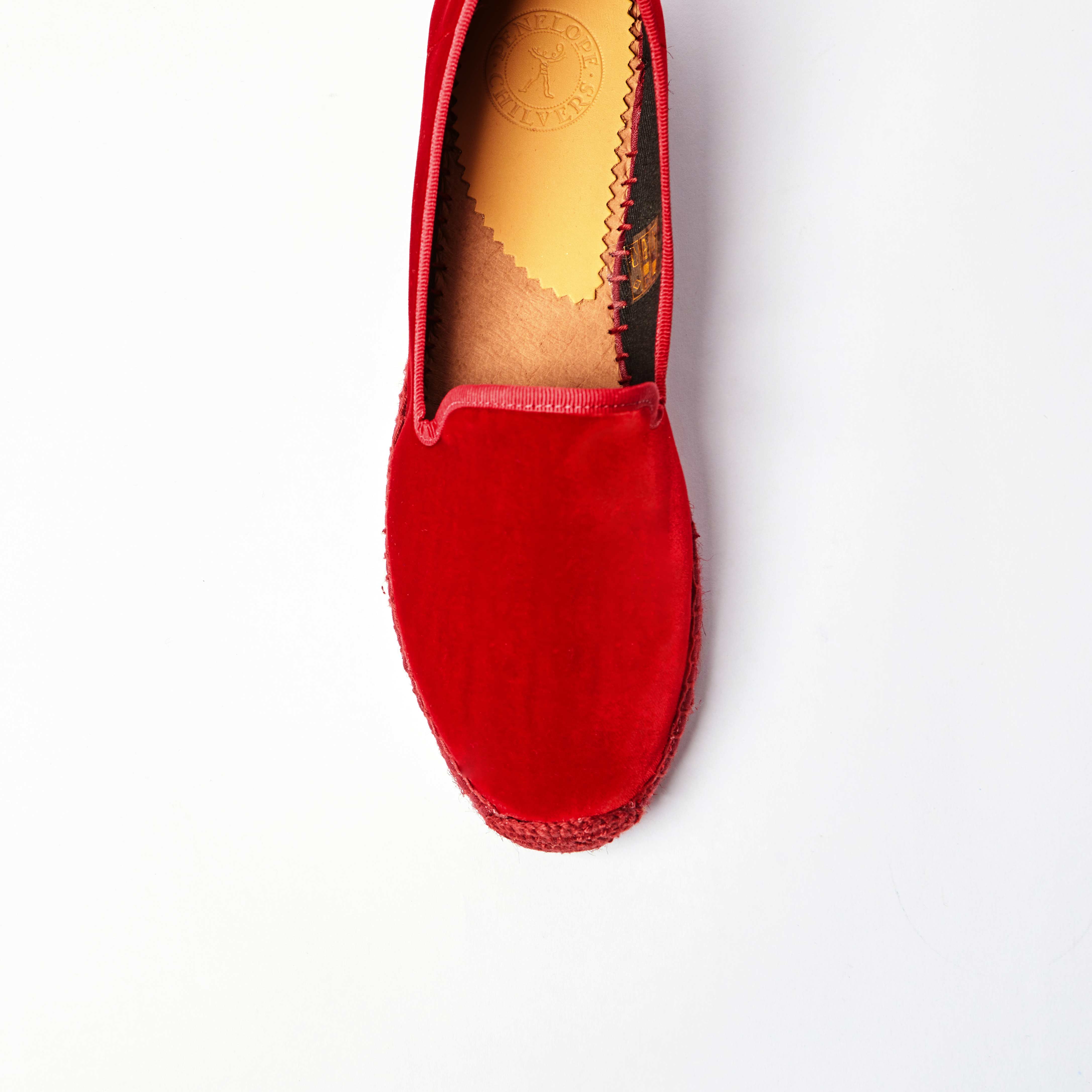 Nonno Velvet Espadrille in Red