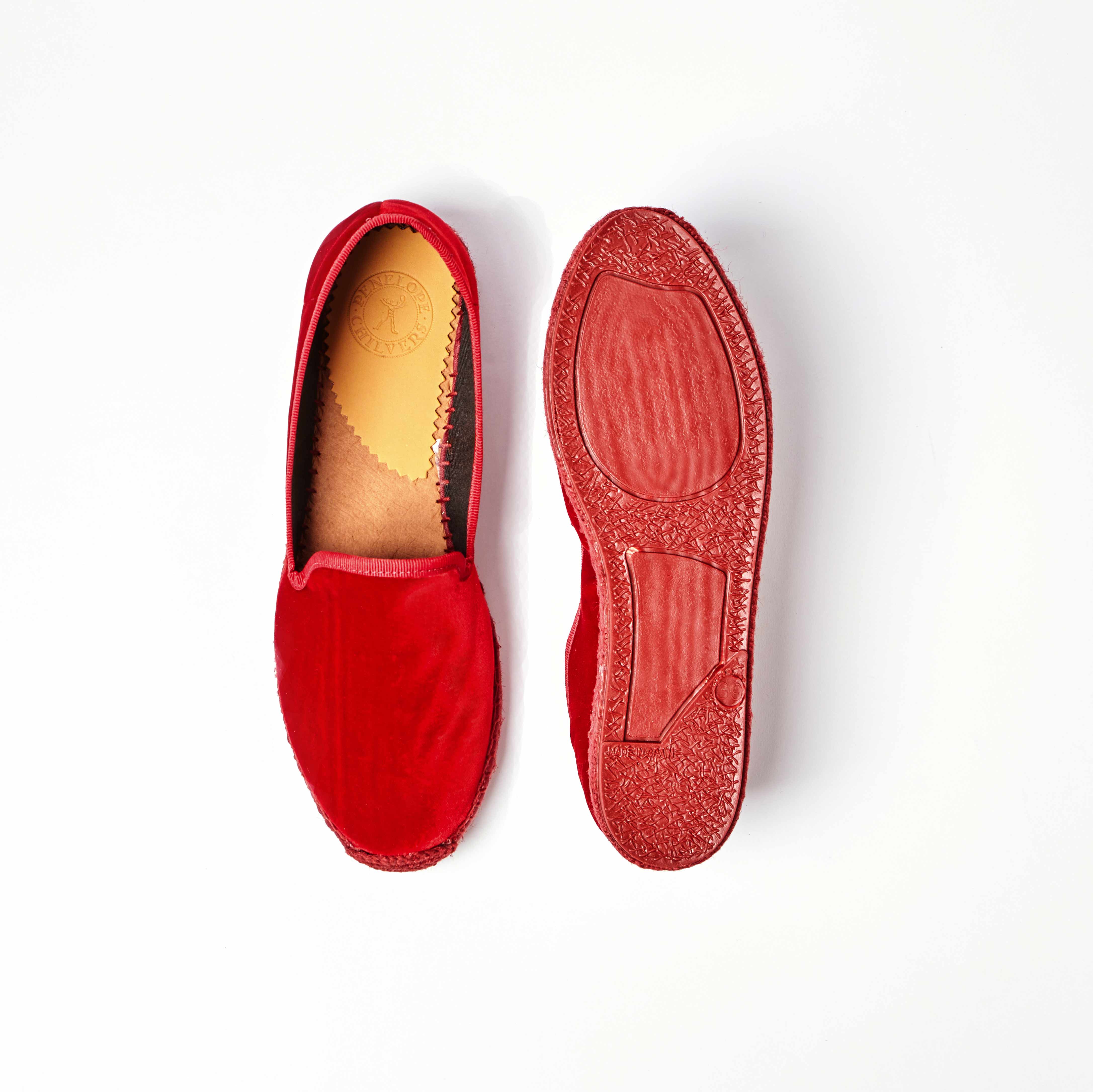 Nonno Velvet Espadrille in Red