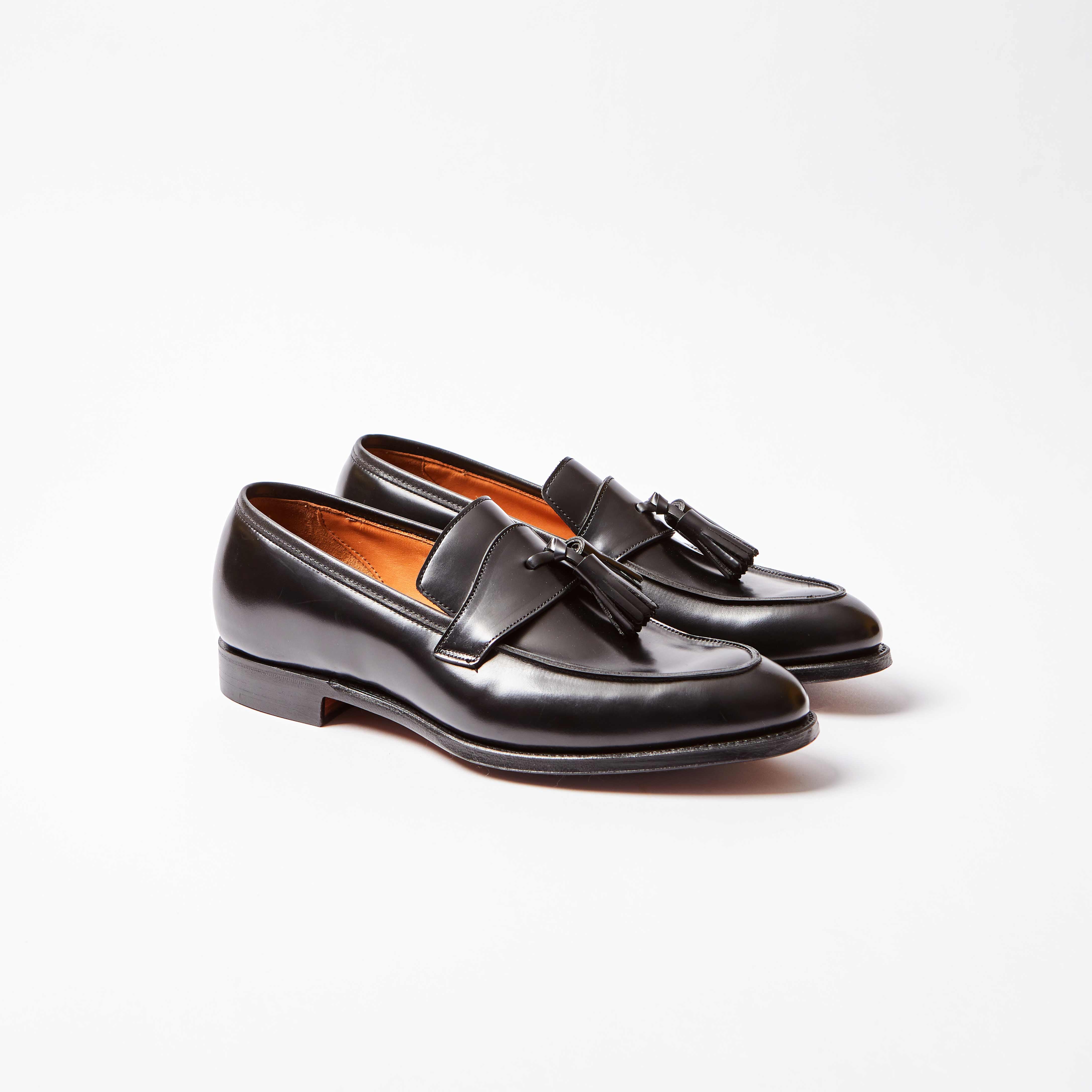 Sophie II Black Boned Calf Leather Tassel Loafer