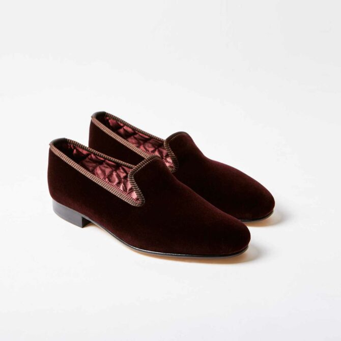 Plain Brown Velvet Albert Slipper