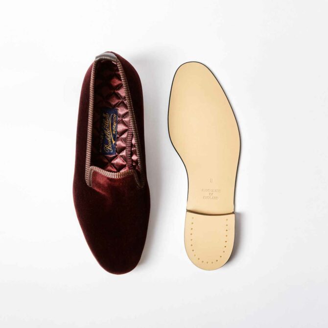 Plain Brown Velvet Albert Slipper