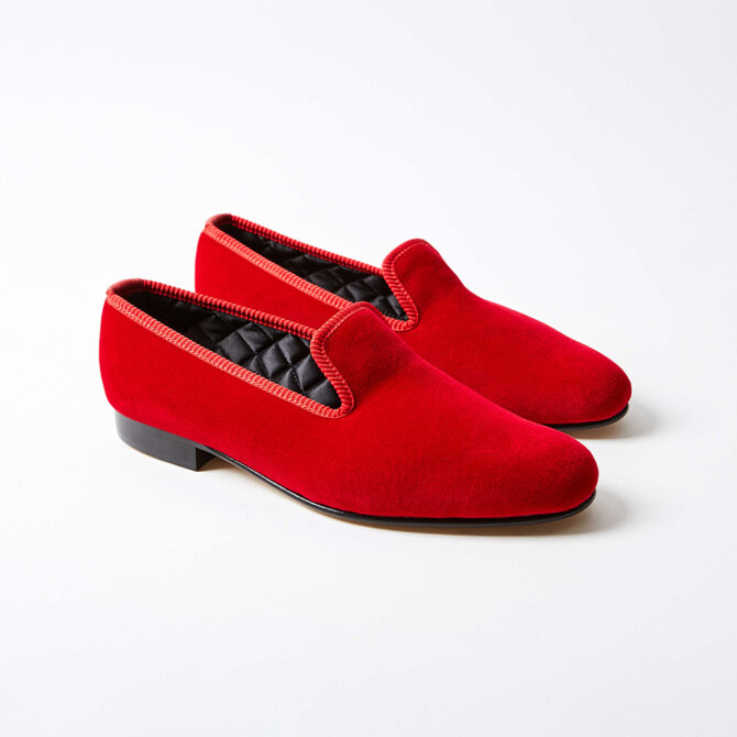 Red Velvet Plain Albert Slippers