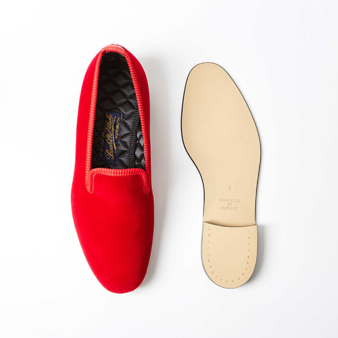 Red Velvet Plain Albert Slippers