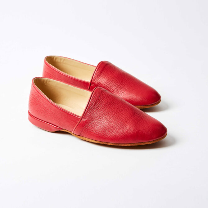 Red Deerskin Monk Slippers