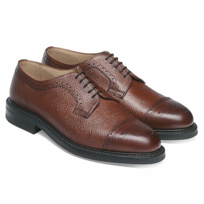 Cheaney Tenterden Capped Derby Brogue in Mahogany Grain Leather