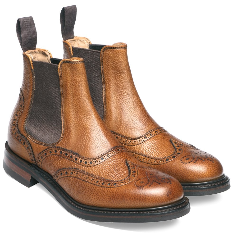 Victoria Brogue Chelsea Boot in Almond 