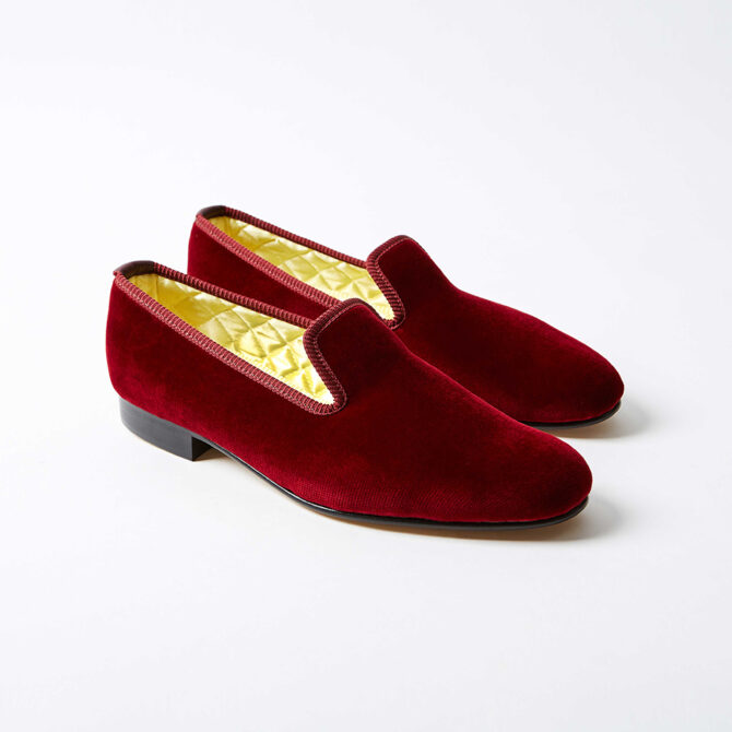 Claret Velvet Plain Albert Slippers