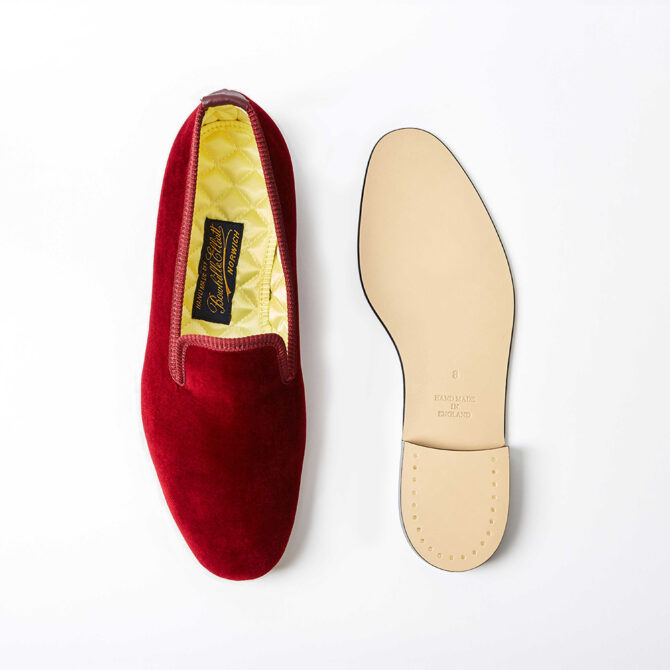 Claret Velvet Plain Albert Slippers