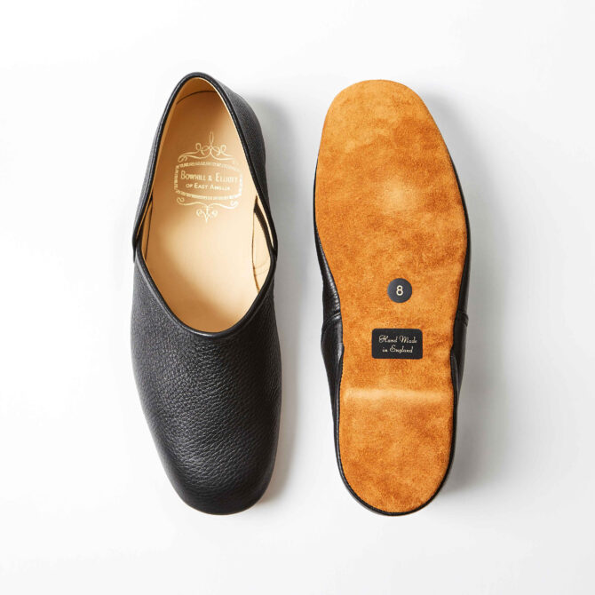 Black Deerskin Grecian Slippers