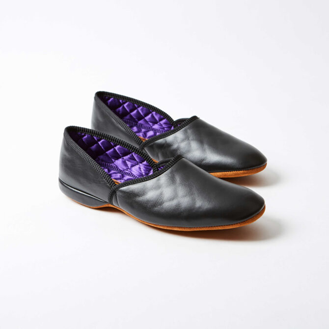 Black Leather Grecian Slippers