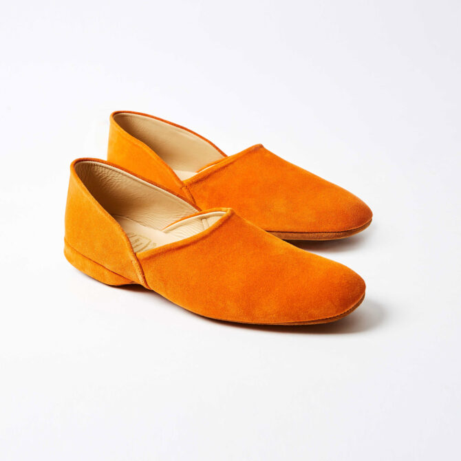 Orange Suede Grecian Slippers