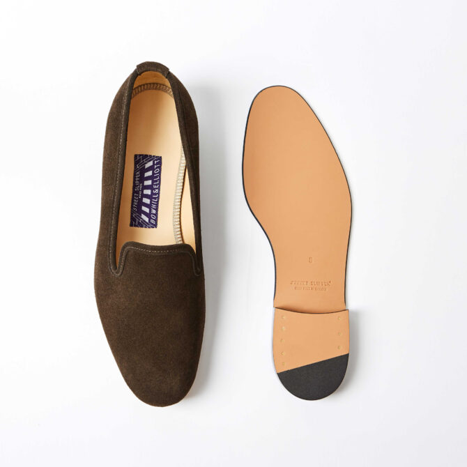 Chocolate Suede Albert Slippers