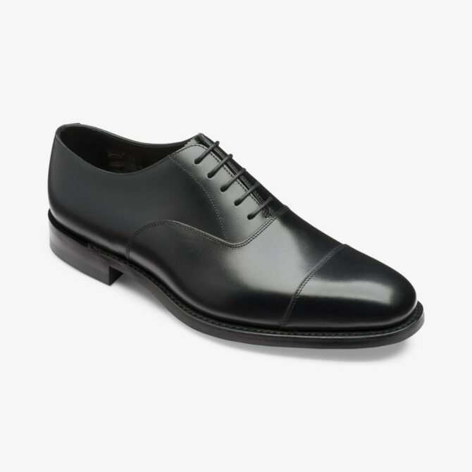 Loake Aldwych - G Width - Black Calf Leather Oxford Toe Cap