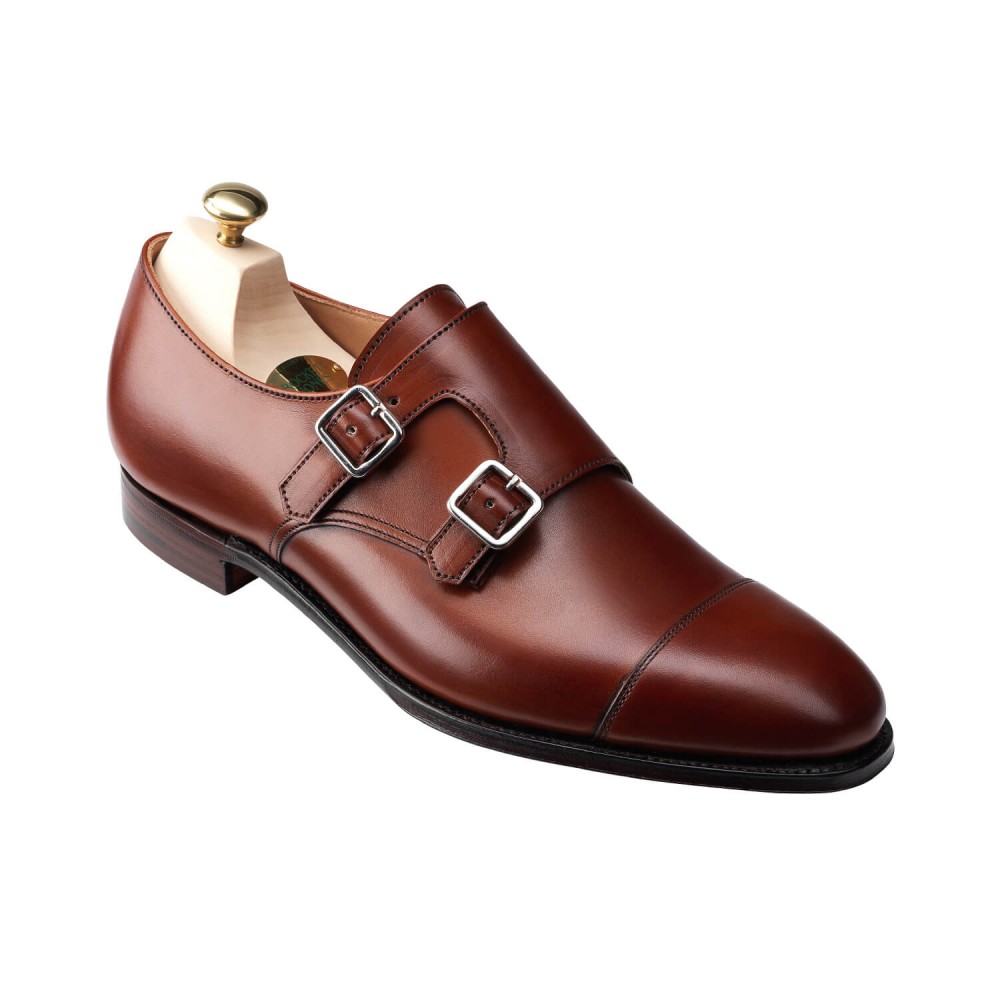 TLB Mallorca Leather Monk Shoes For Men Alan Boxcalf Brown Model 506 ...