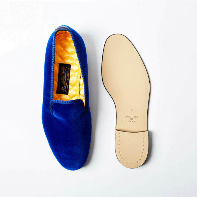 royal blue velvet albert slippers