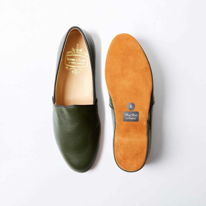 Olive Deerskin Monk Slippers