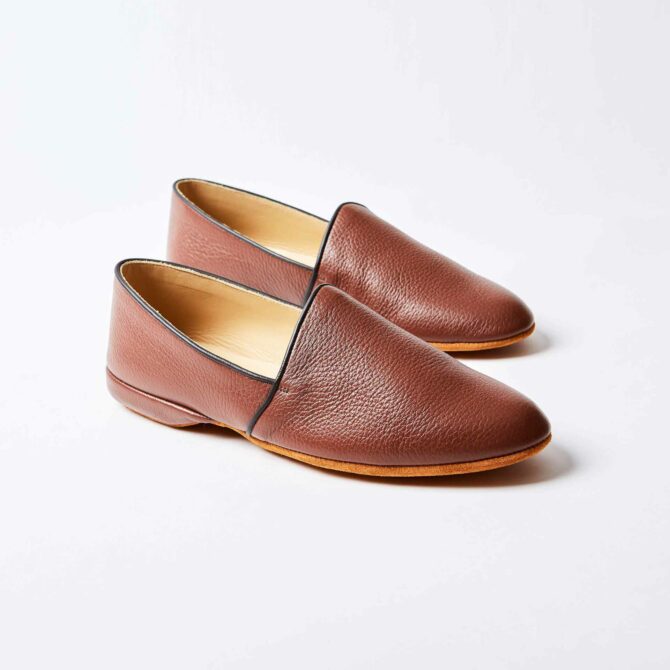 Tan Deerskin Monk Slippers