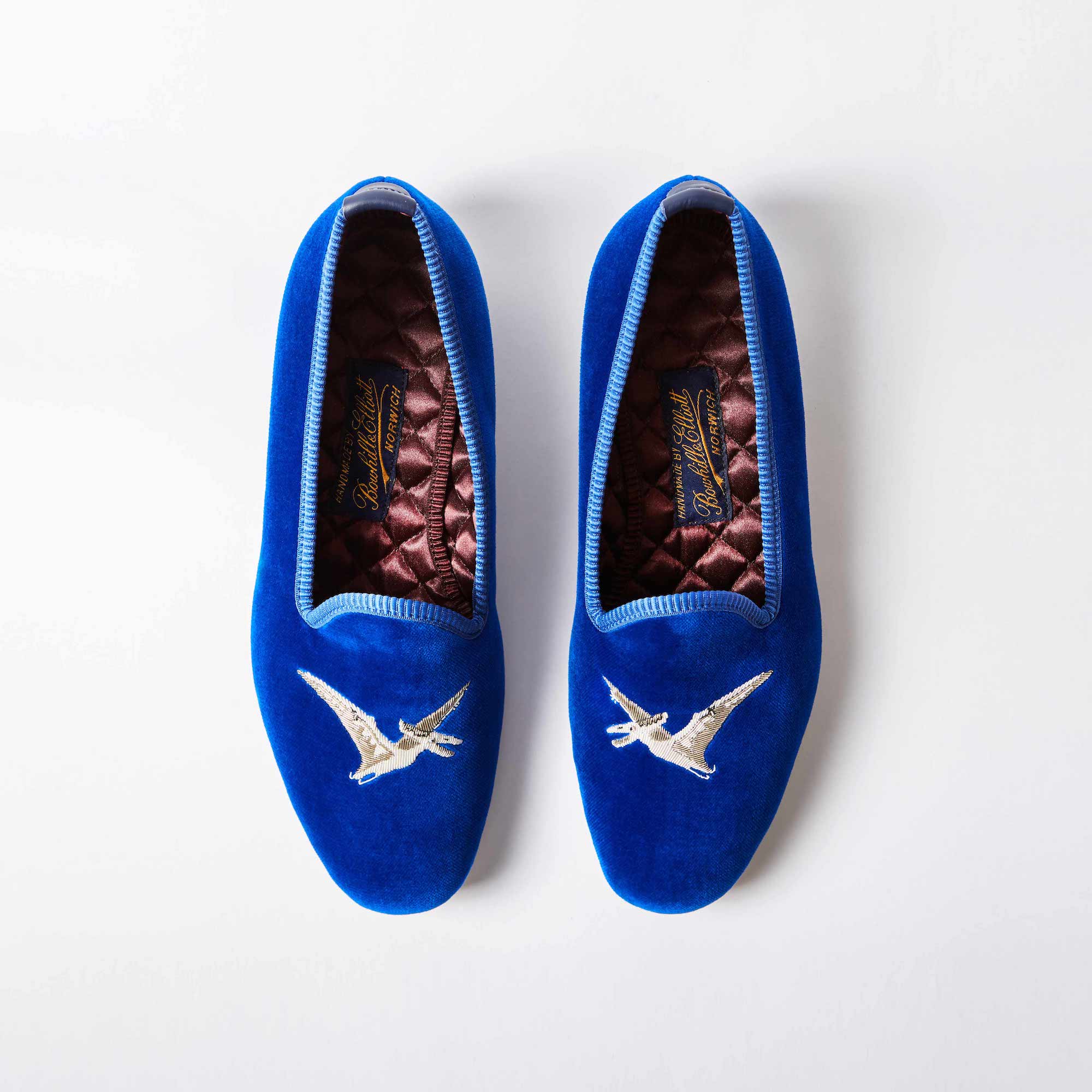 Royal Blue Velvet Venetian with Embroidered Pterodactyl