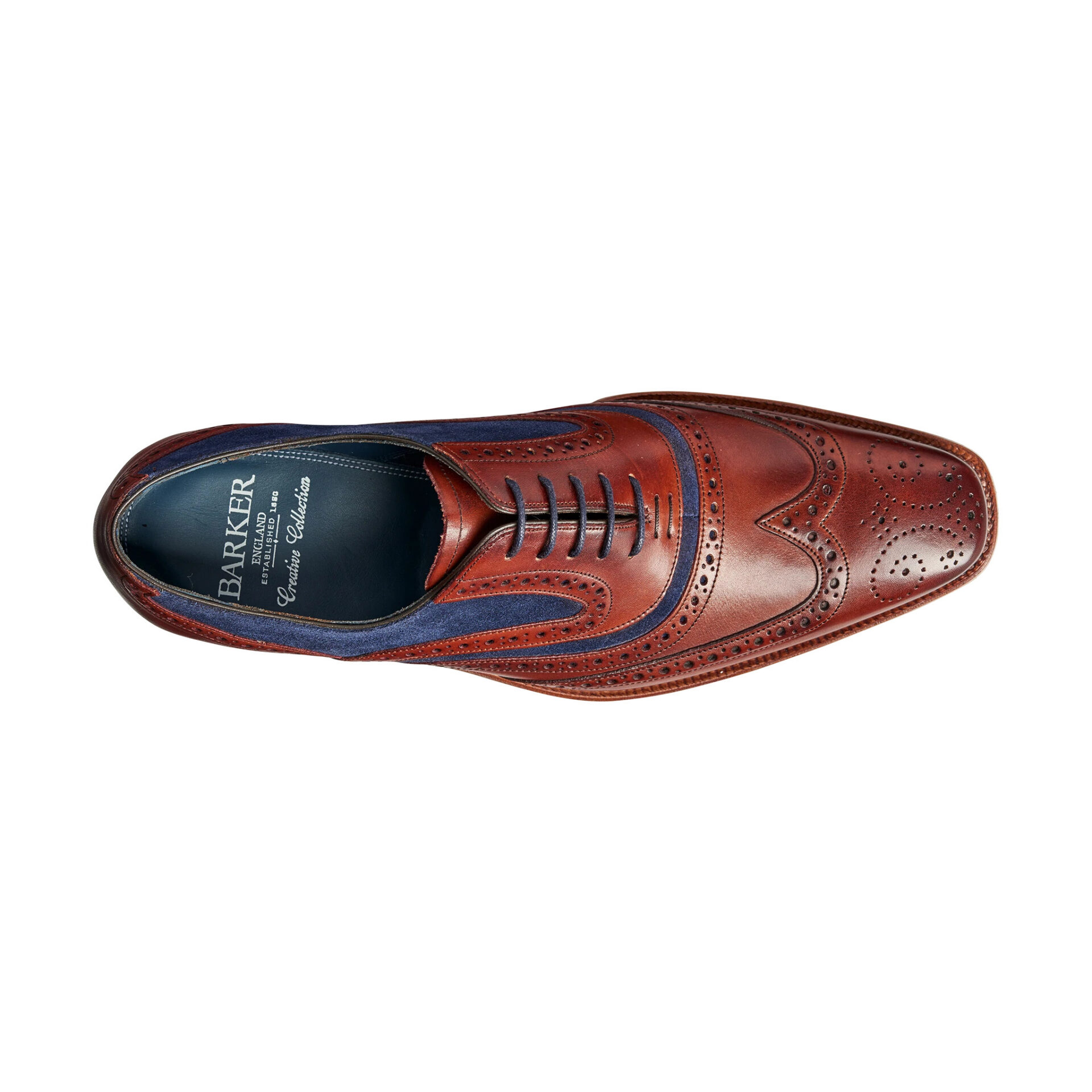 Barkers McClean Rosewood Calf and Navy Suede