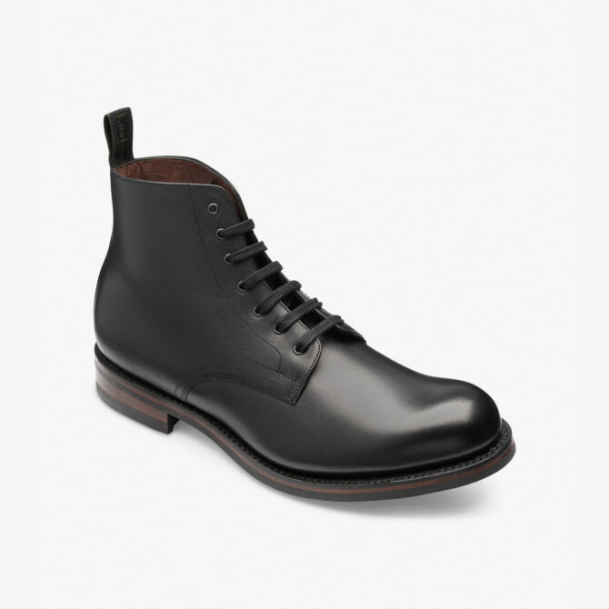 Loake Hebden Black Waxy Leather Derby Boot