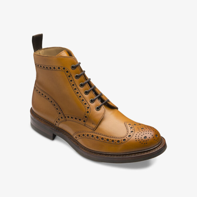 Loake Bedale Tan Calf Leather Brogue Derby Boots