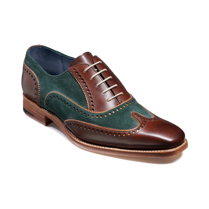 Barker Spencer Walnut Calf and Green Suede