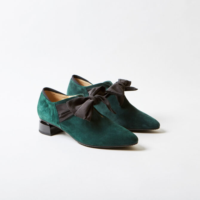 Brunate Womens Green Suede Shoe with Bow