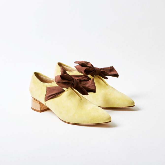Brunate Womens Lemon Suede Shoe with Bow