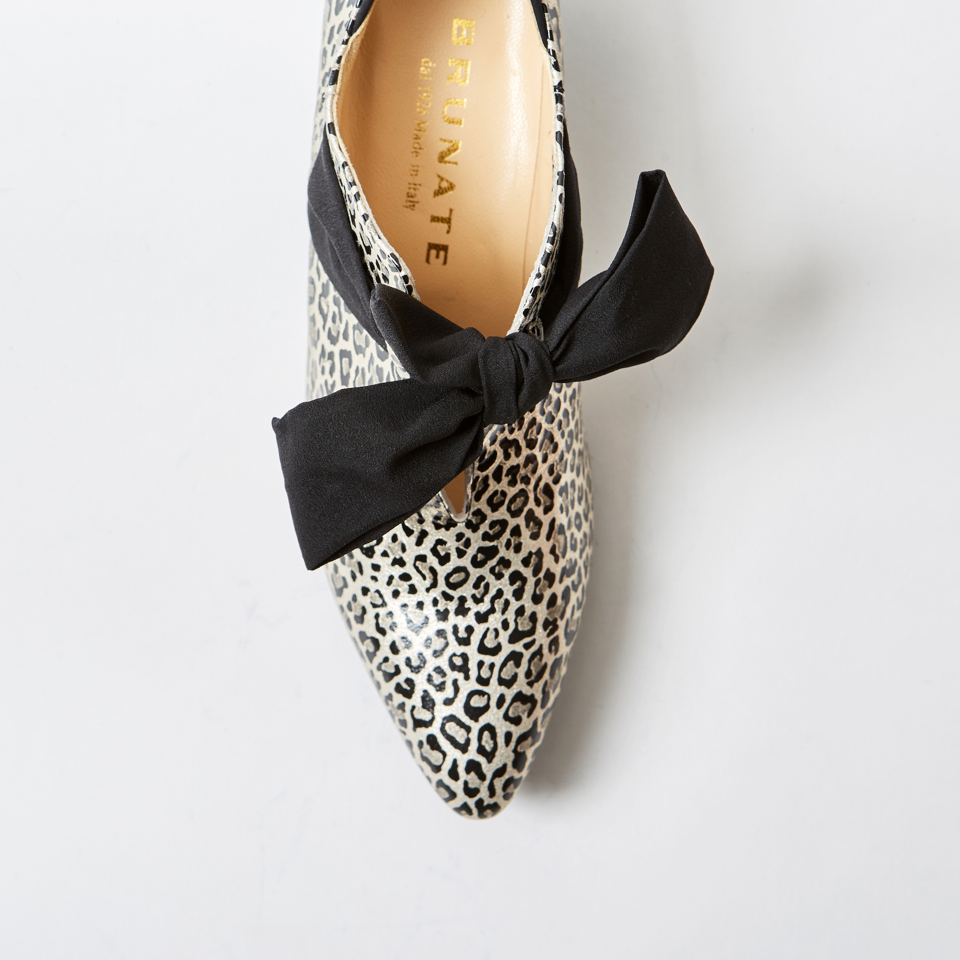 Brunate Womens Metallic Animal Print Leather Shoe with Bow