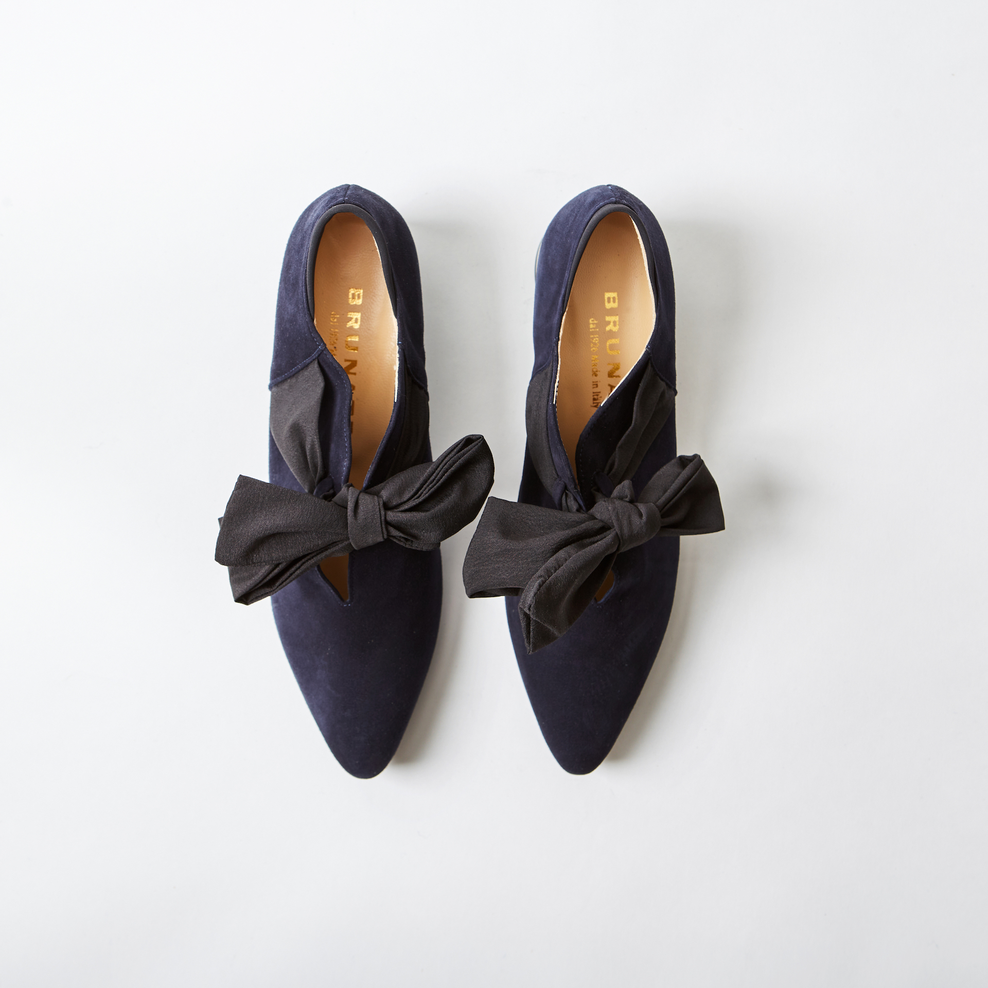 Brunate Womens Navy Suede Shoe with Bow